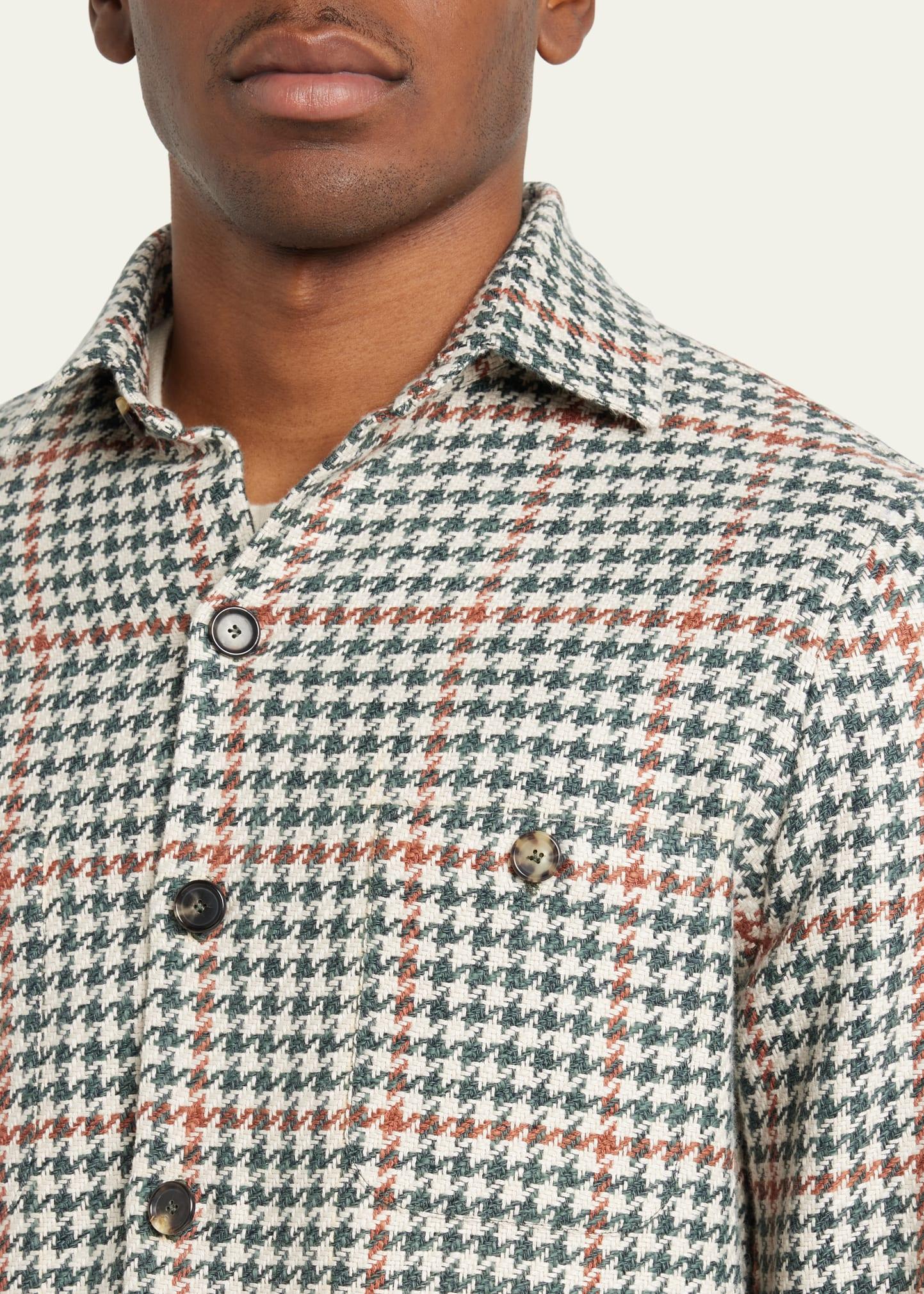 Cesare Attolini Houndstooth Overshirt in Natural for Men | Lyst