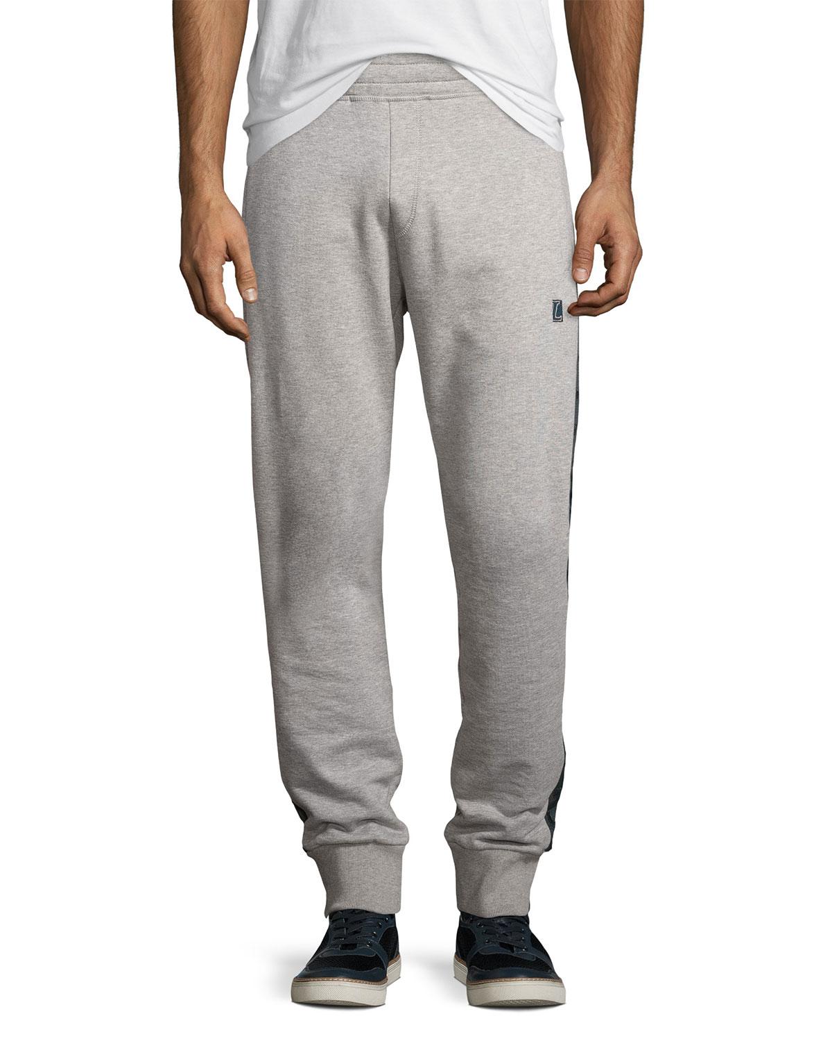 Lyst - Lanvin Jogger Pants W/grosgrain Stripe in Gray for Men