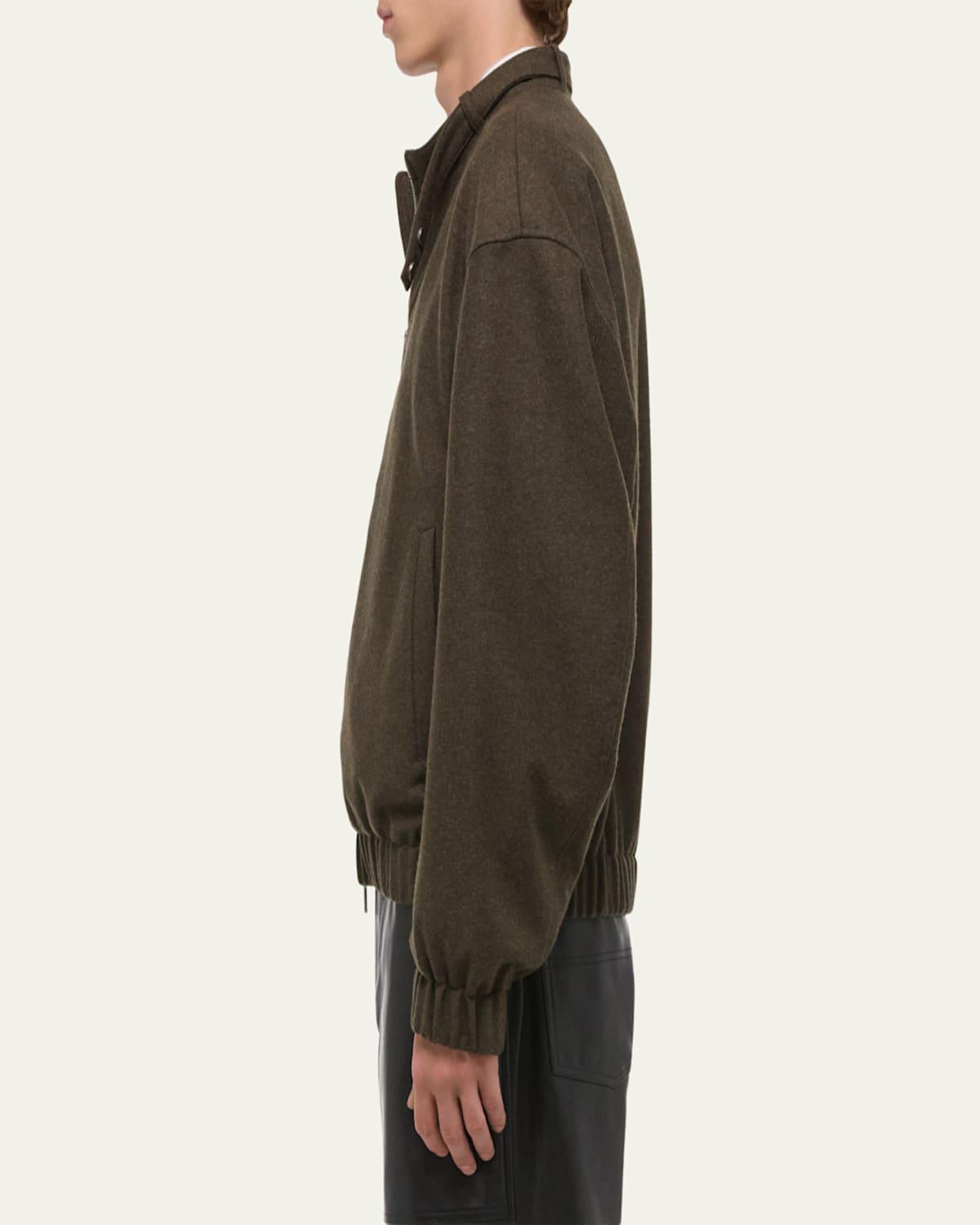 Helmut Lang Belted Wool-Blend Bomber Jacket in Green for Men | Lyst