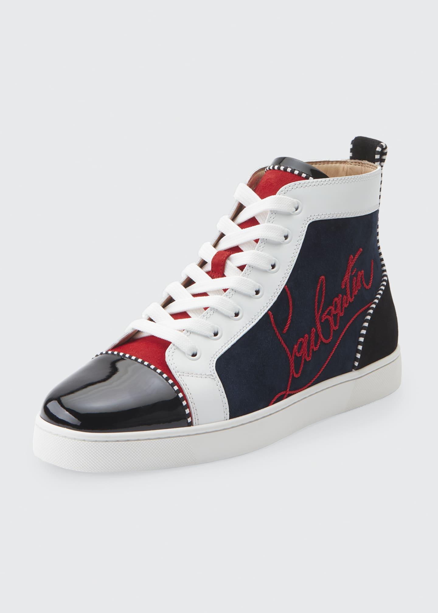 Christian Louboutin Leather Navy Louis Flat Pat/vv/clf/vv brode/gg in ...