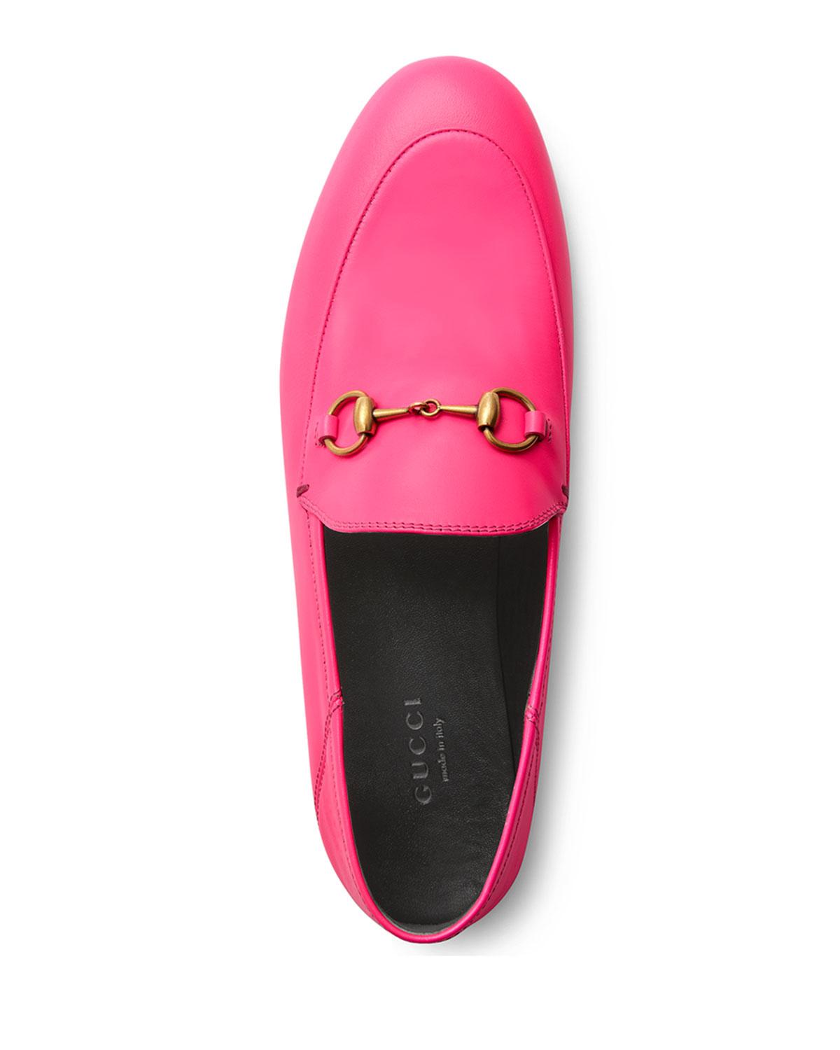 Gucci Brixton Neon Leather Horsebit Loafers in Bright Pink (Pink) - Lyst