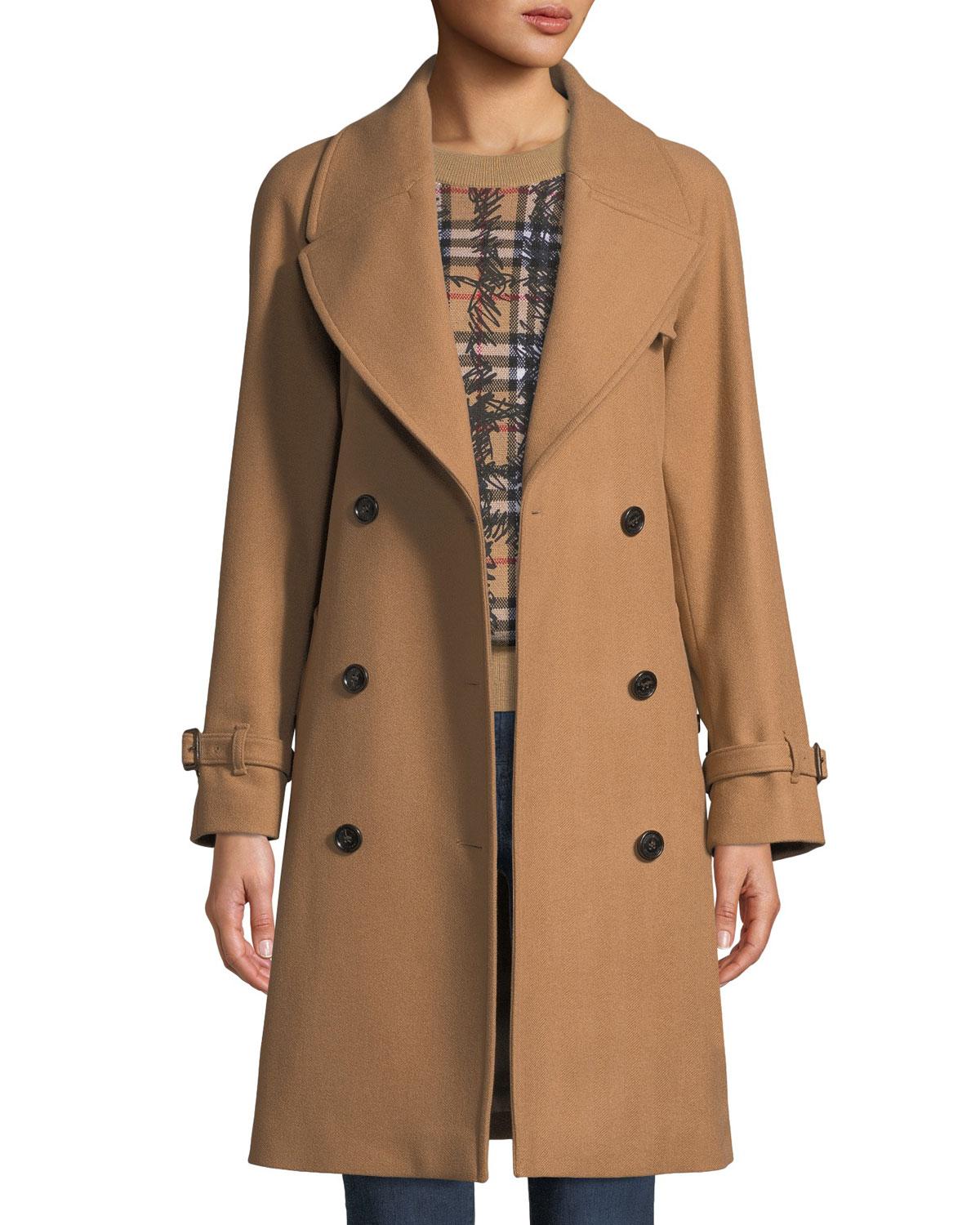 Burberry Cranston Wool-blend Short Trench Coat in Camel (Natural) - Lyst