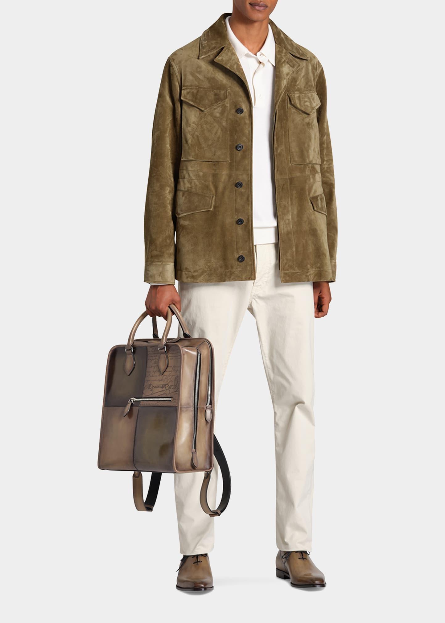 Berluti Leather Field Jacket in White for Men | Lyst