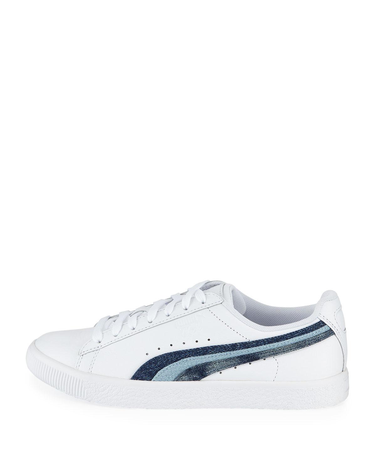 PUMA Clyde Denim-striped Leather 