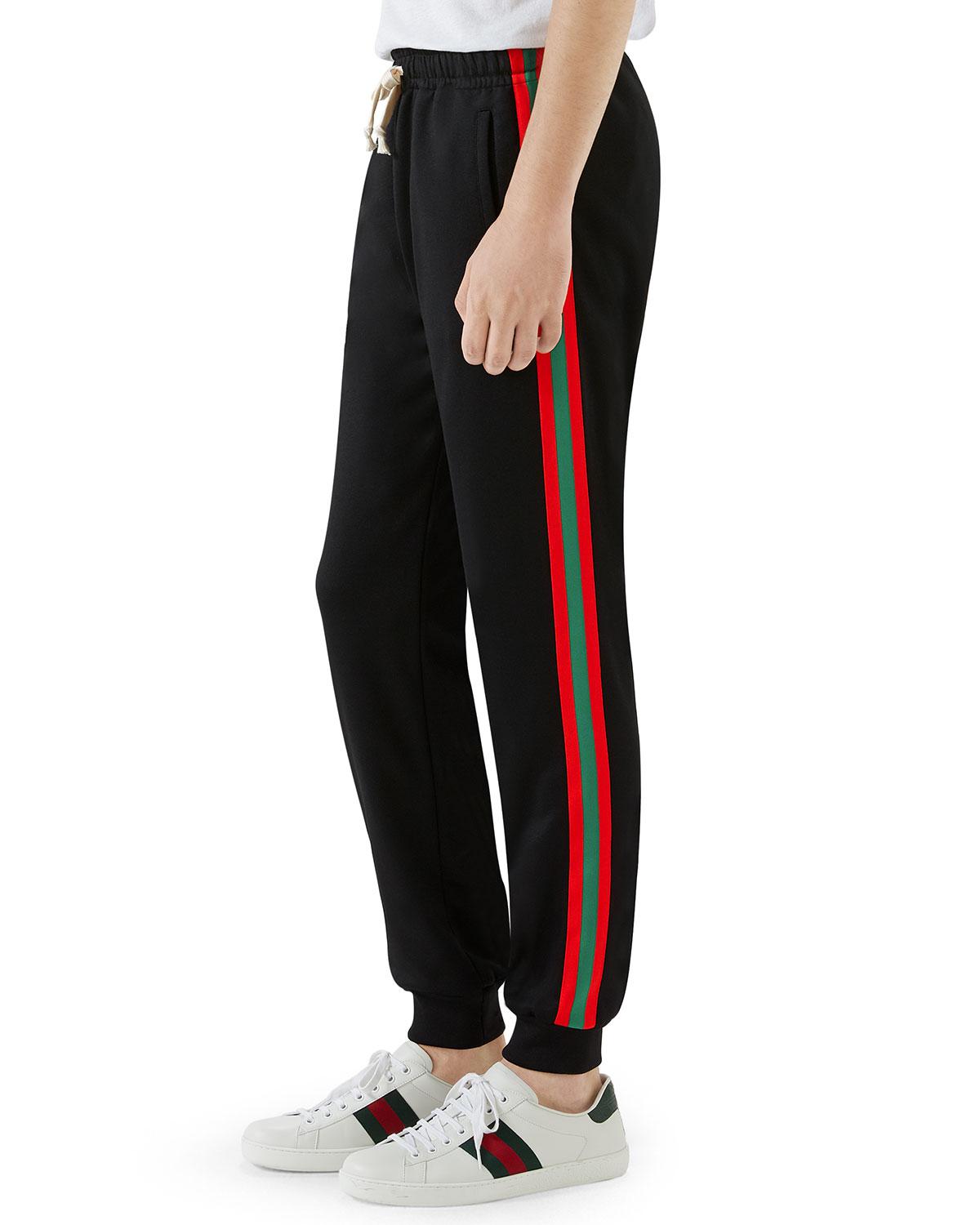 white and black gucci sweatpants