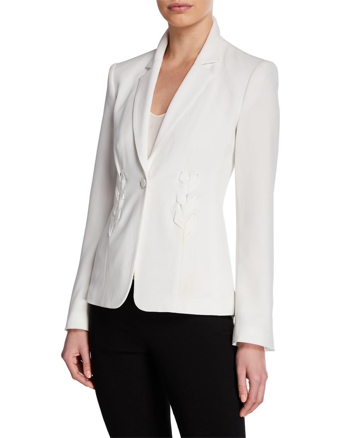Cinq À Sept Myra One-button Blazer With Lace-up Detail in White - Lyst