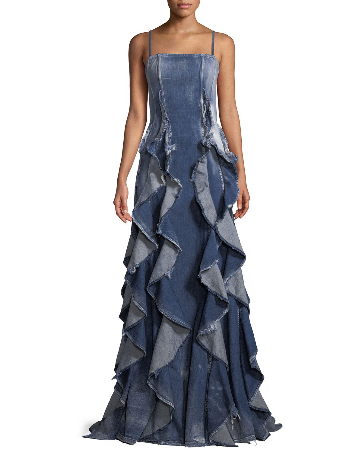 denim evening gowns
