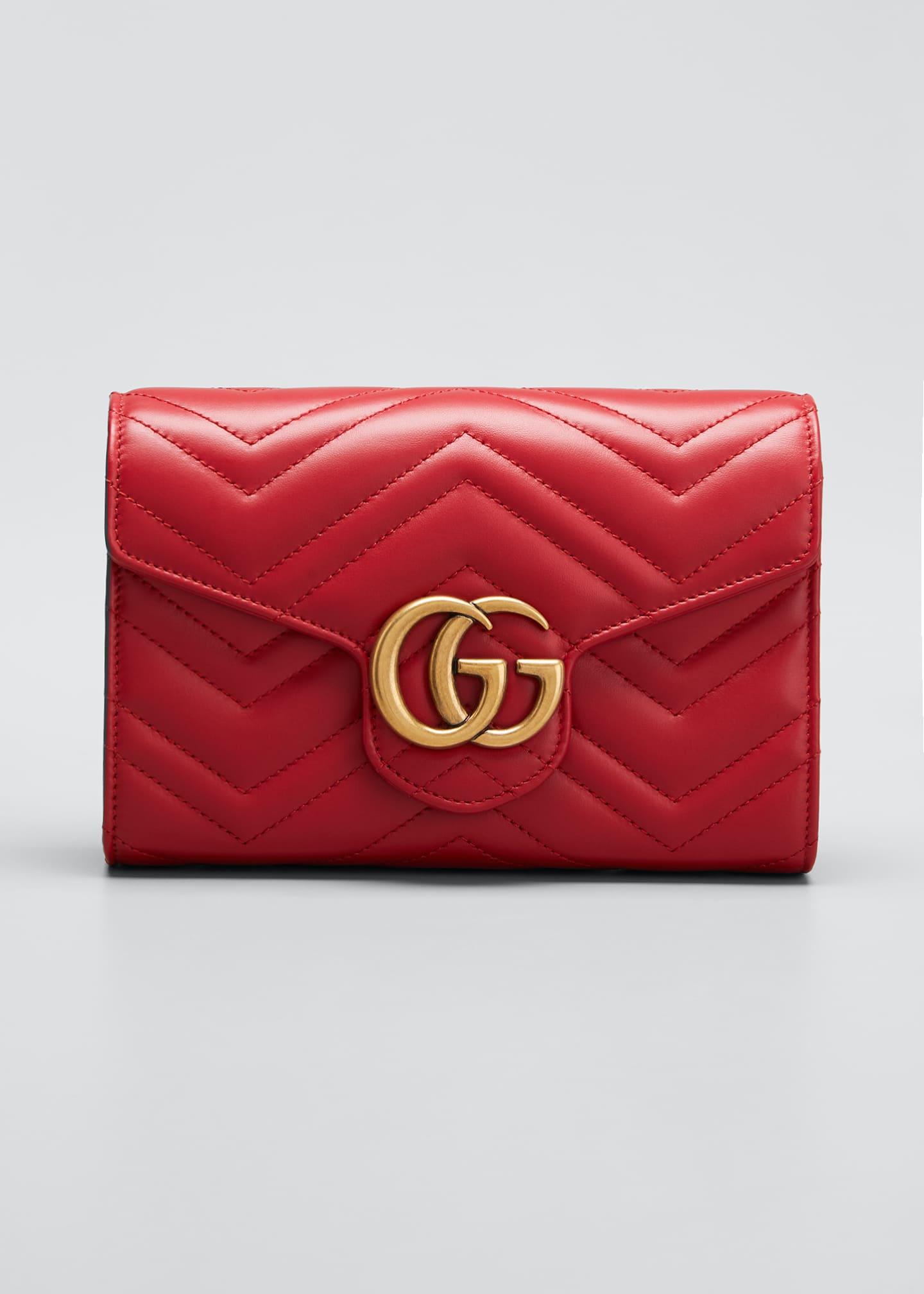 gucci gg marmont matelassé leather wallet on a chain