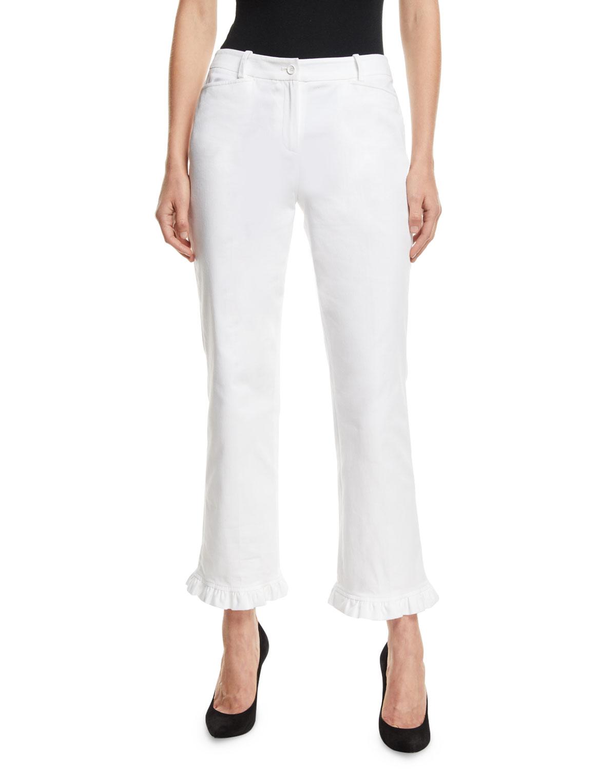 ruffle hem jeans white