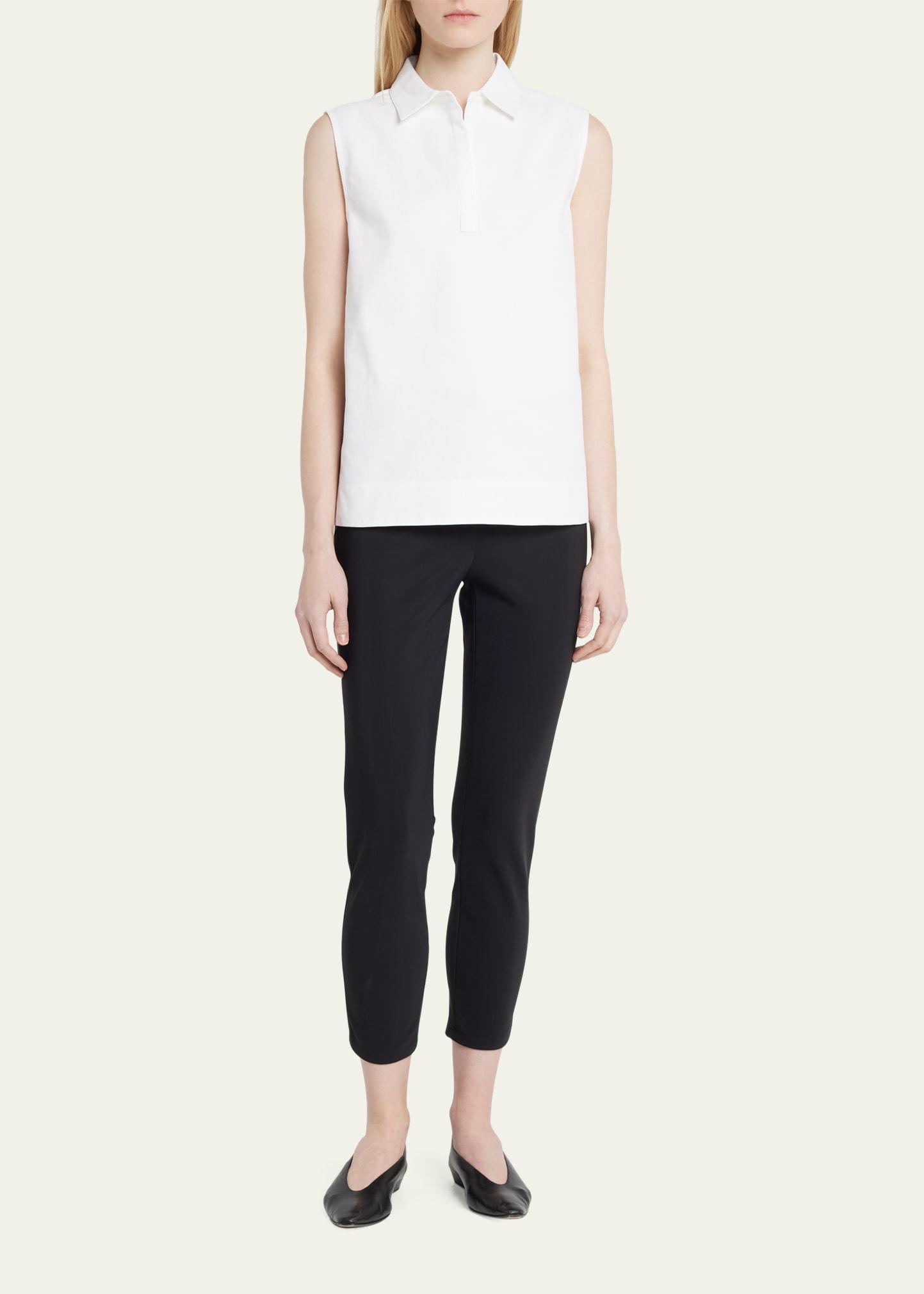 Theory Sleeveless Polocollar Shell Top in White Lyst