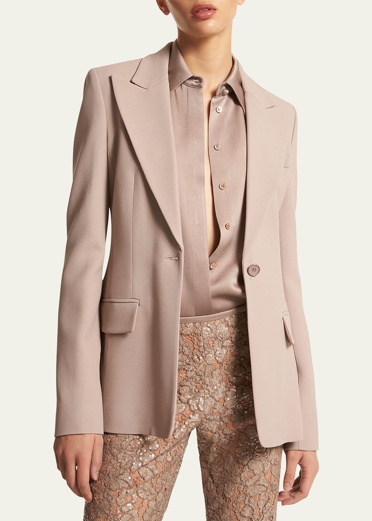 Michael Kors Doublecrepe Blazer Jacket in Natural Lyst