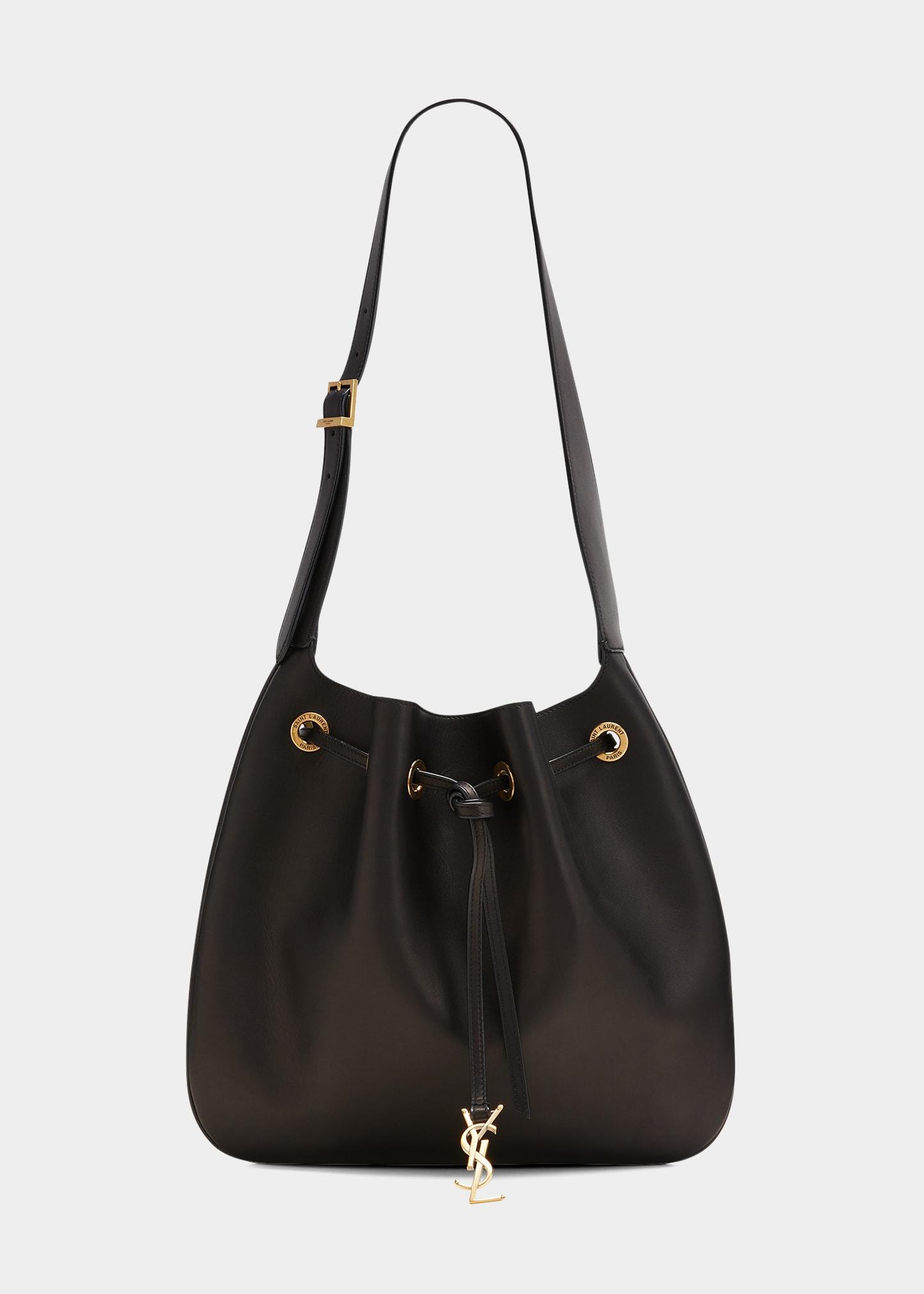 Saint Laurent Paris Vii Medium Ysl Drawstring Hobo Bag in Black Lyst