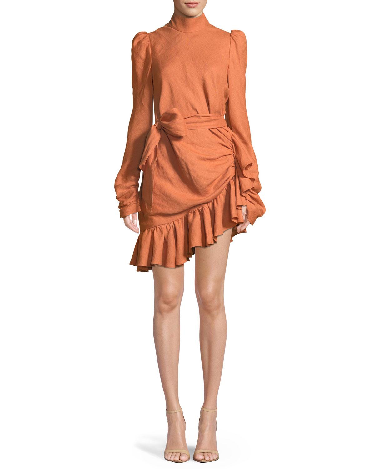 zimmermann asymmetric flounce mini dress