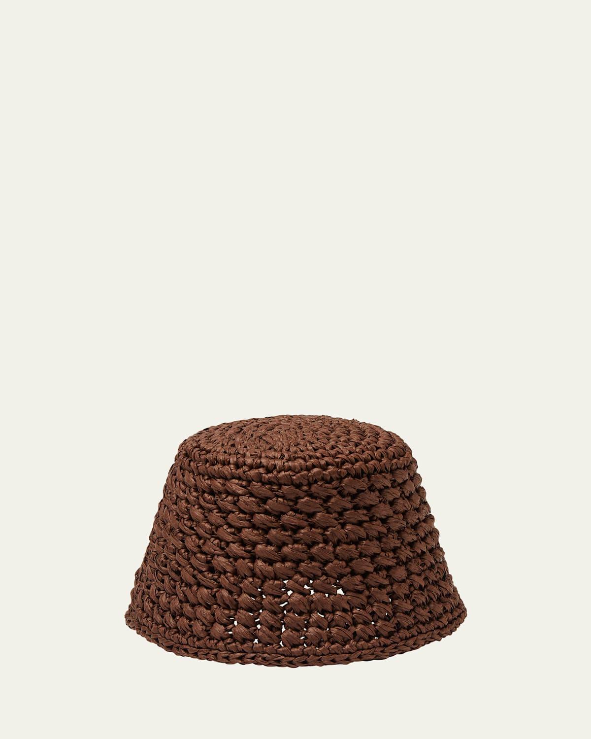 Loro Piana Jasmine Crochet Raffia Bucket Hat in Brown | Lyst