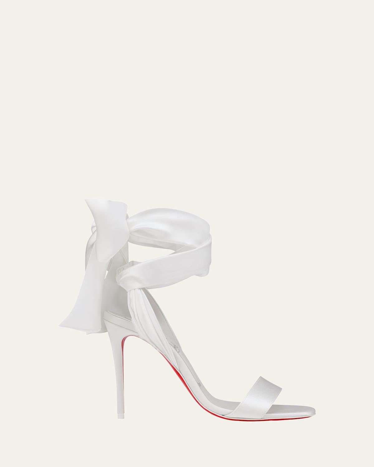 Christian Louboutin 100Mm Ribbon Ankle-Wrap Stiletto Sandals in