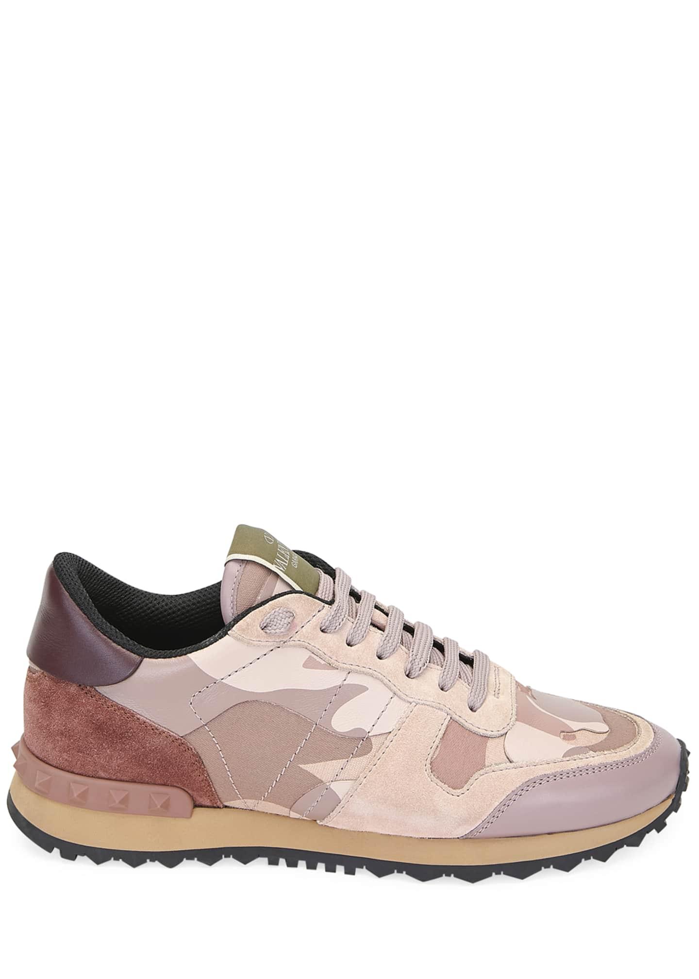Valentino Garavani Leather Rockrunner Camo Lace-up Sneakers in Pink - Lyst