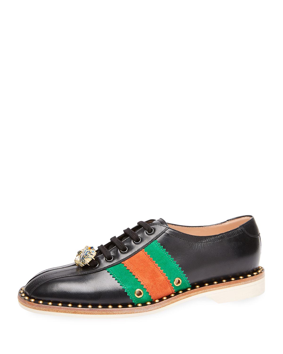 Gucci Leather Lace-up Bowling Shoe 