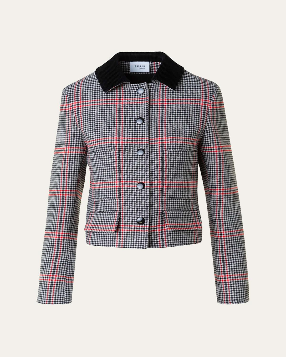 アクリス　AKRIS punto ツイード　ジャケット Akris Punto - Cerulean Blue Felted Wool Short Moto Jacket
