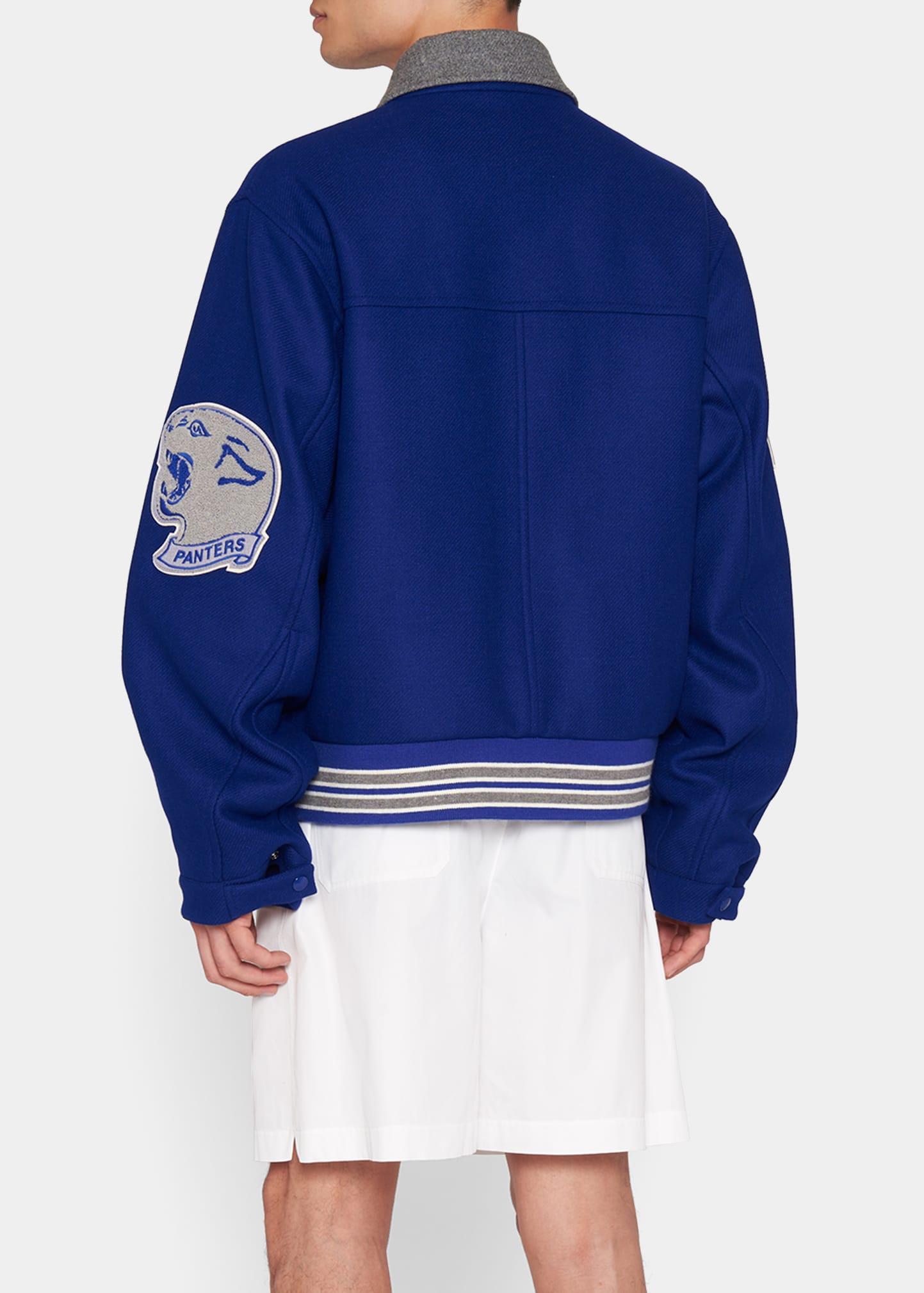 Valentino Garavani Varsity-patch Blouson Jacket in Blue for Men | Lyst