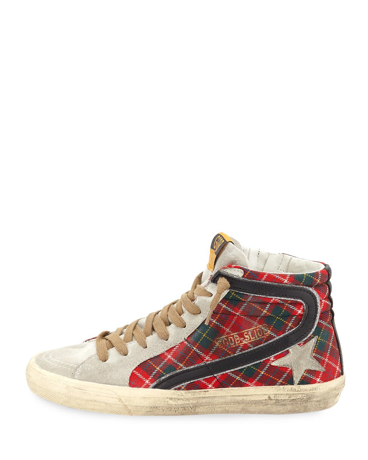 golden goose tartan sneakers