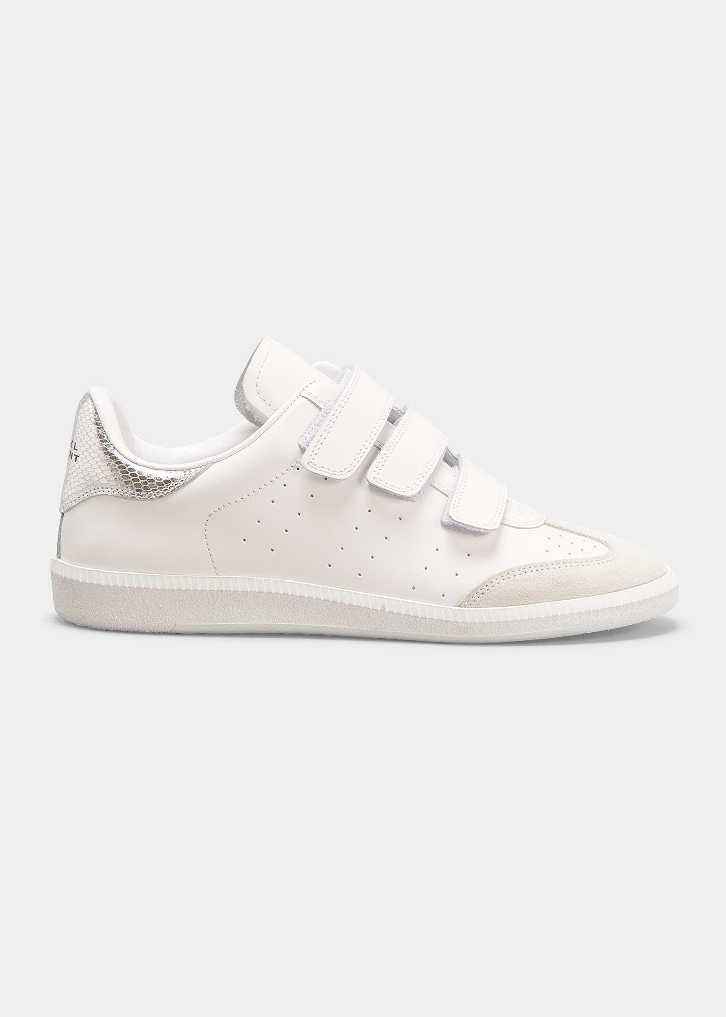 Isabel Marant Beth Mixed Leather Grip Tennis Sneakers in White | Lyst