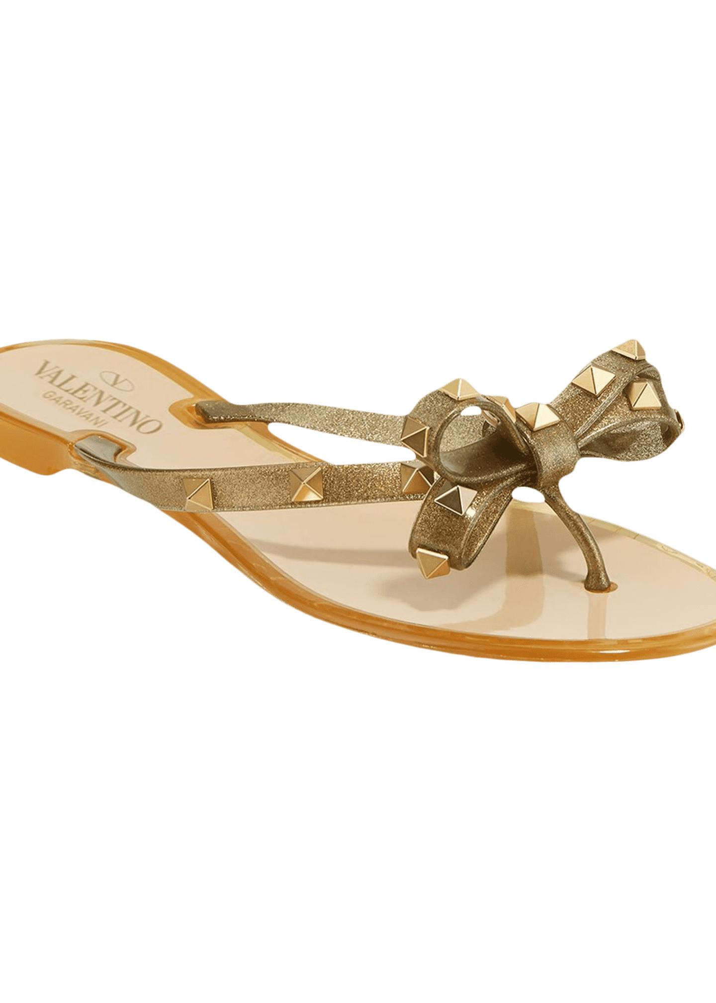valentino garavani rockstud bow jelly thong sandals