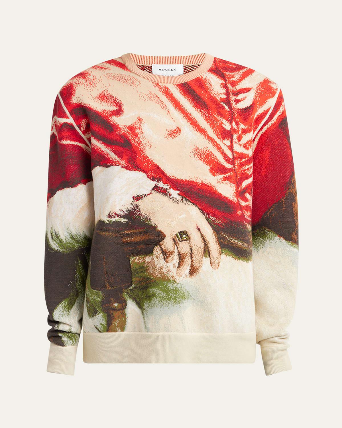 McQueen Velazquez Pope Jacquard Sweater in Red for Men Lyst