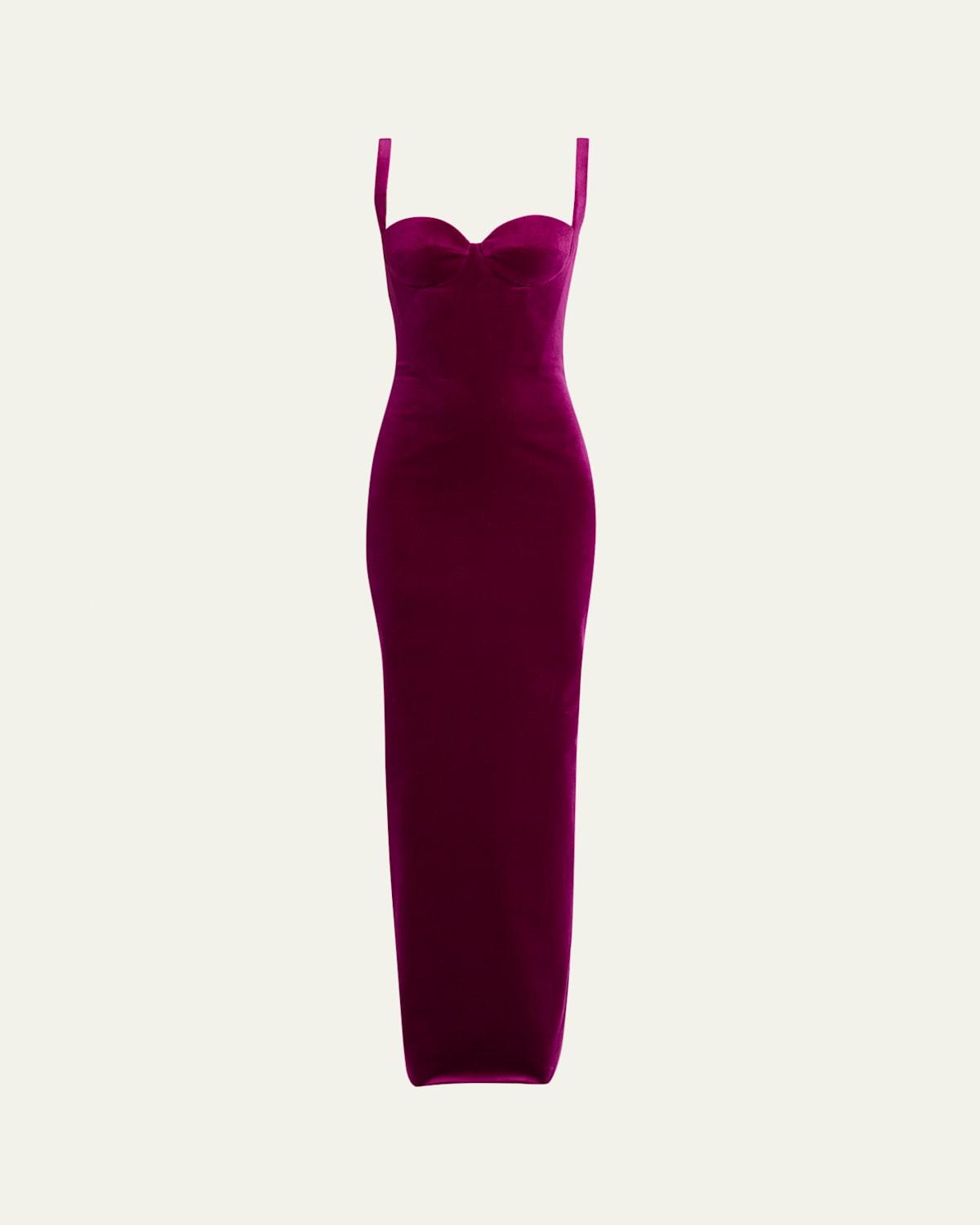 Balenciaga Velvet Backless Column Gown in Red | Lyst
