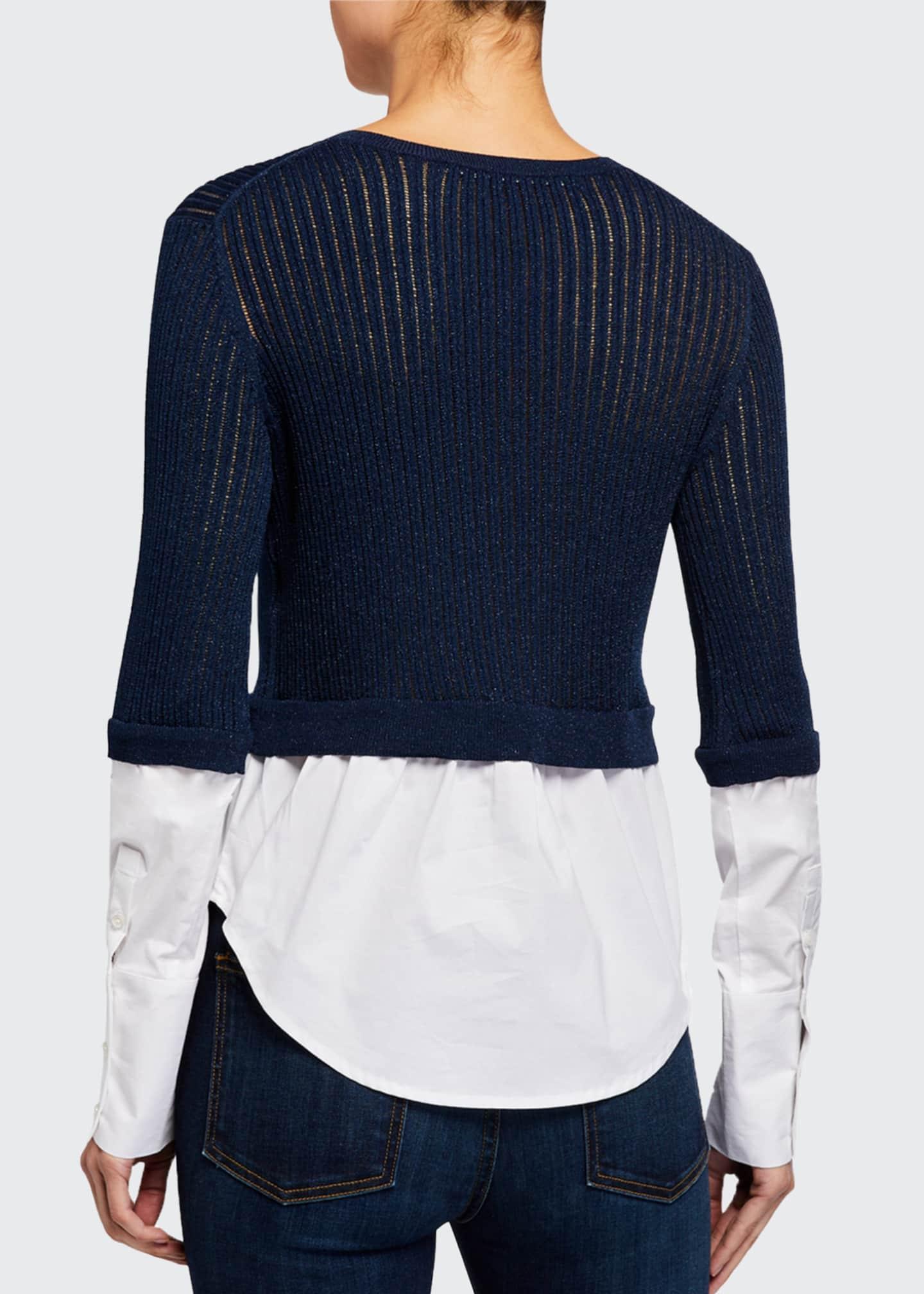 Veronica Beard Synthetic Kaley Mixed Media Sweater in Navy (Blue) Lyst