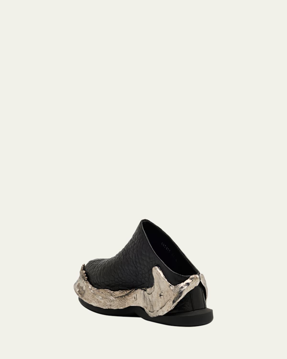 McQueen Wave Metal Jaw Leather Mules in White for Men | Lyst
