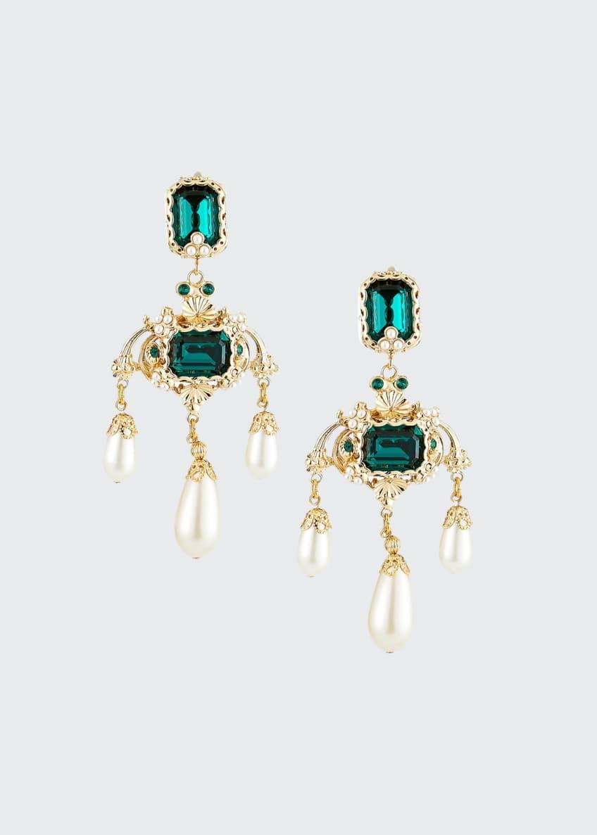 Dolce & Gabbana Drop Earrings With Decorative Rhinestone And Pearl