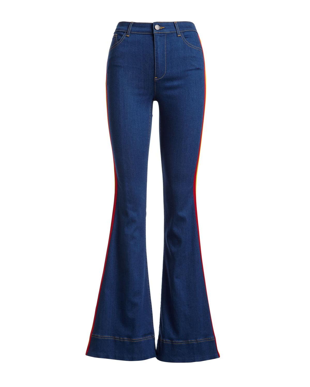 alice and olivia rainbow button jeans