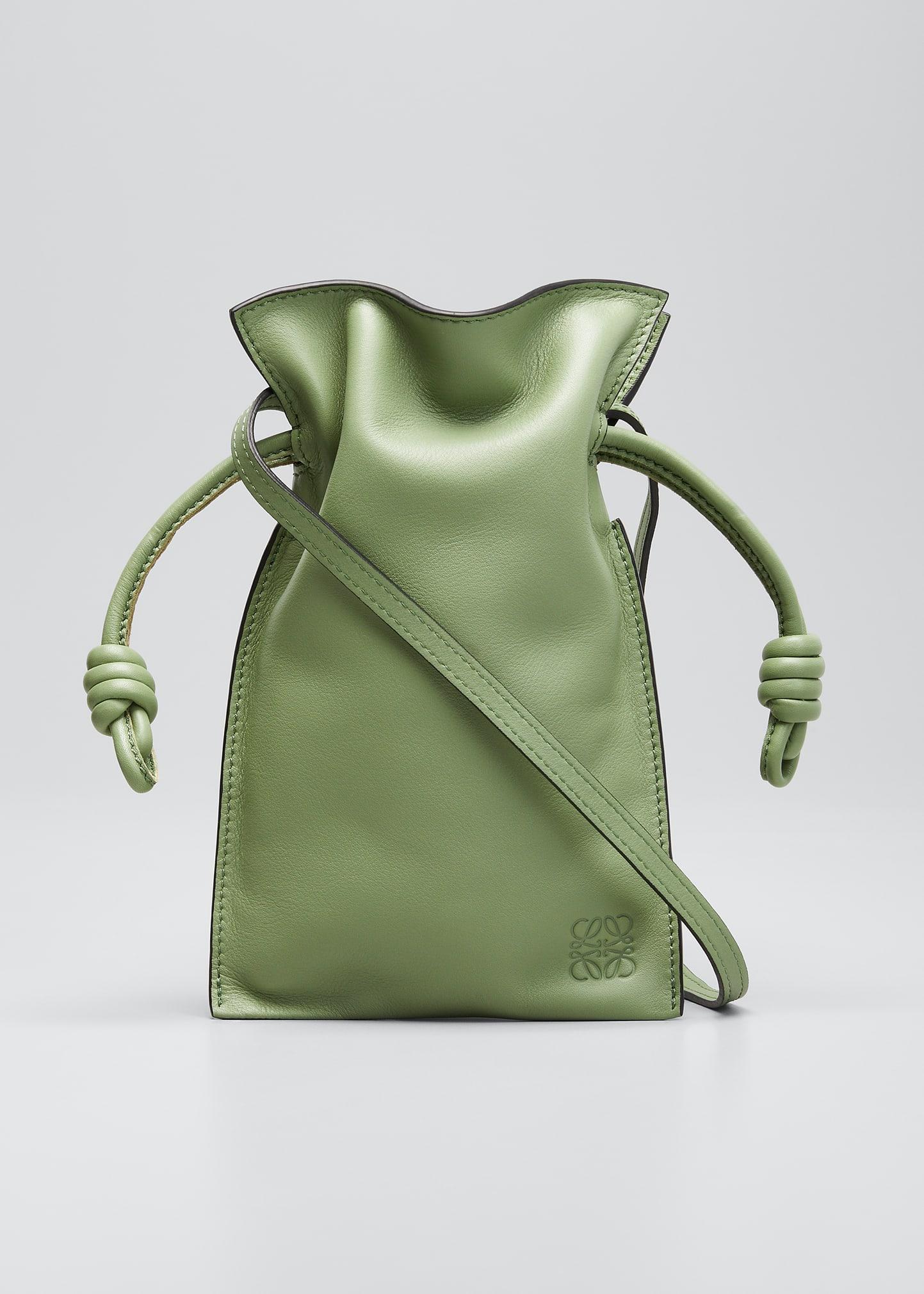 Loewe Flamenco Pocket Mini Drawstring Crossbody Bag in Green | Lyst