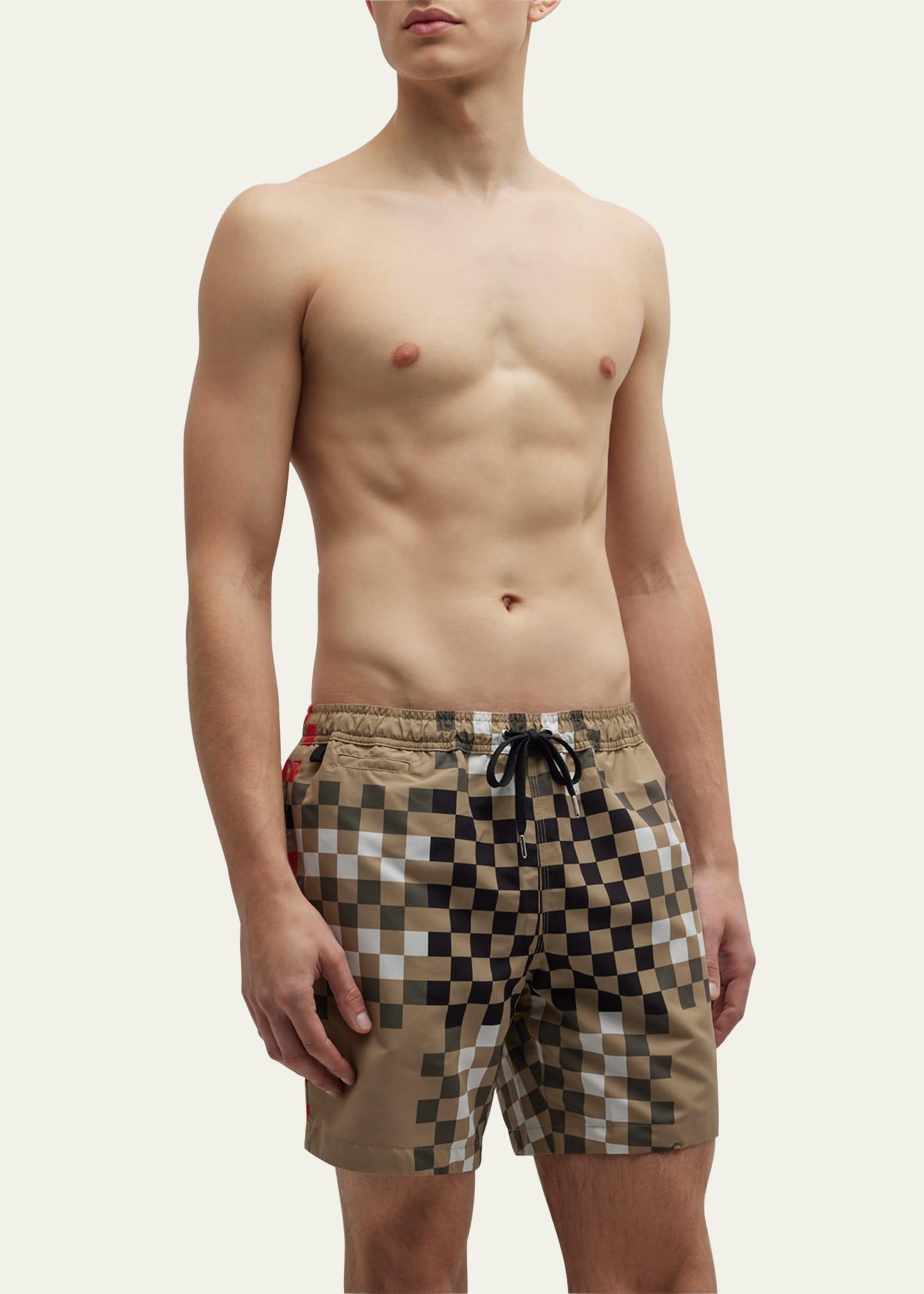 Burberry Martin Pixel Check Swim Shorts for Men Lyst