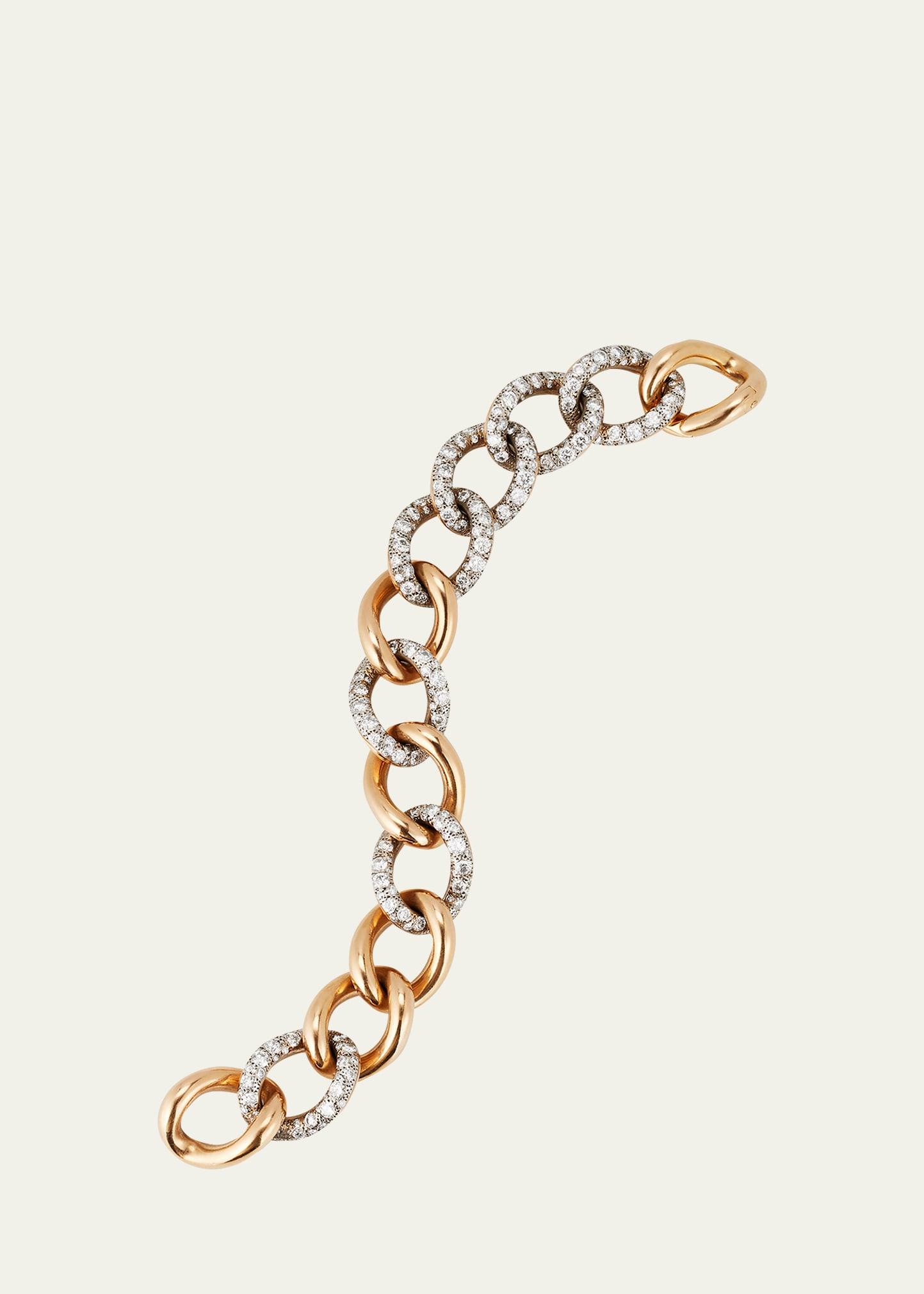 Pomellato Tango Rose Gold/silver Curb Link Bracelet With Diamonds in  Natural | Lyst