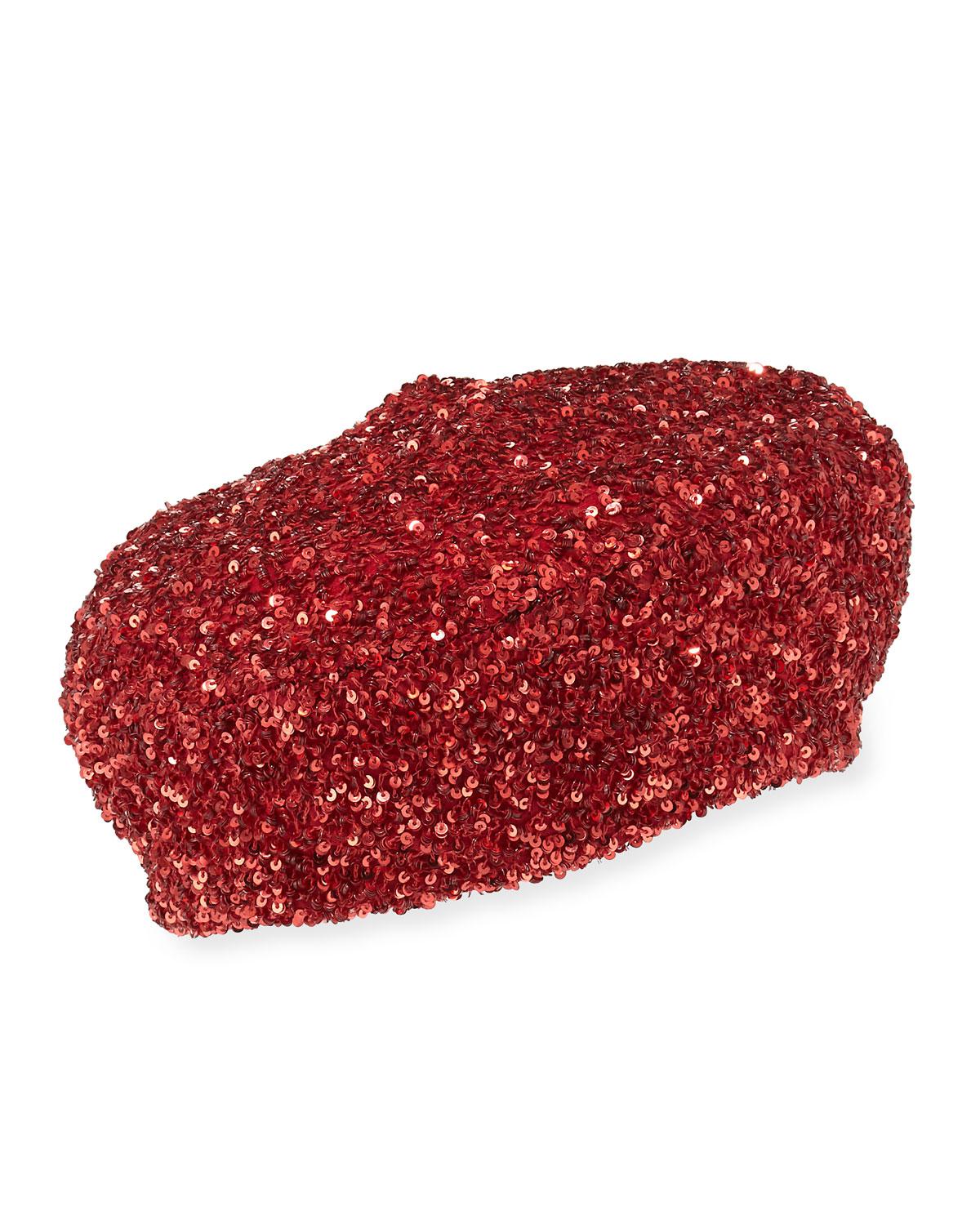 red sequin beret