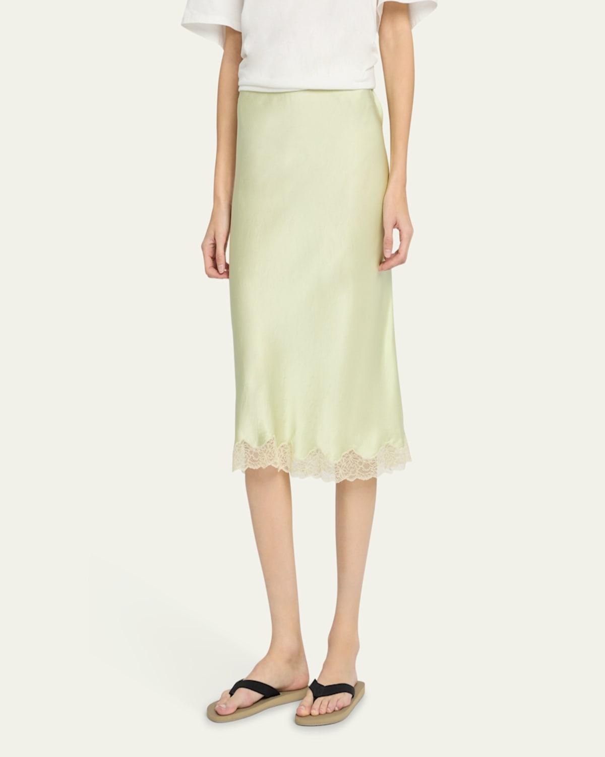 【TheRow】IRENE MIDI SIRT IN SILK SATIN THE ROW Irene Silk Slip Skirt | Neiman Marcus