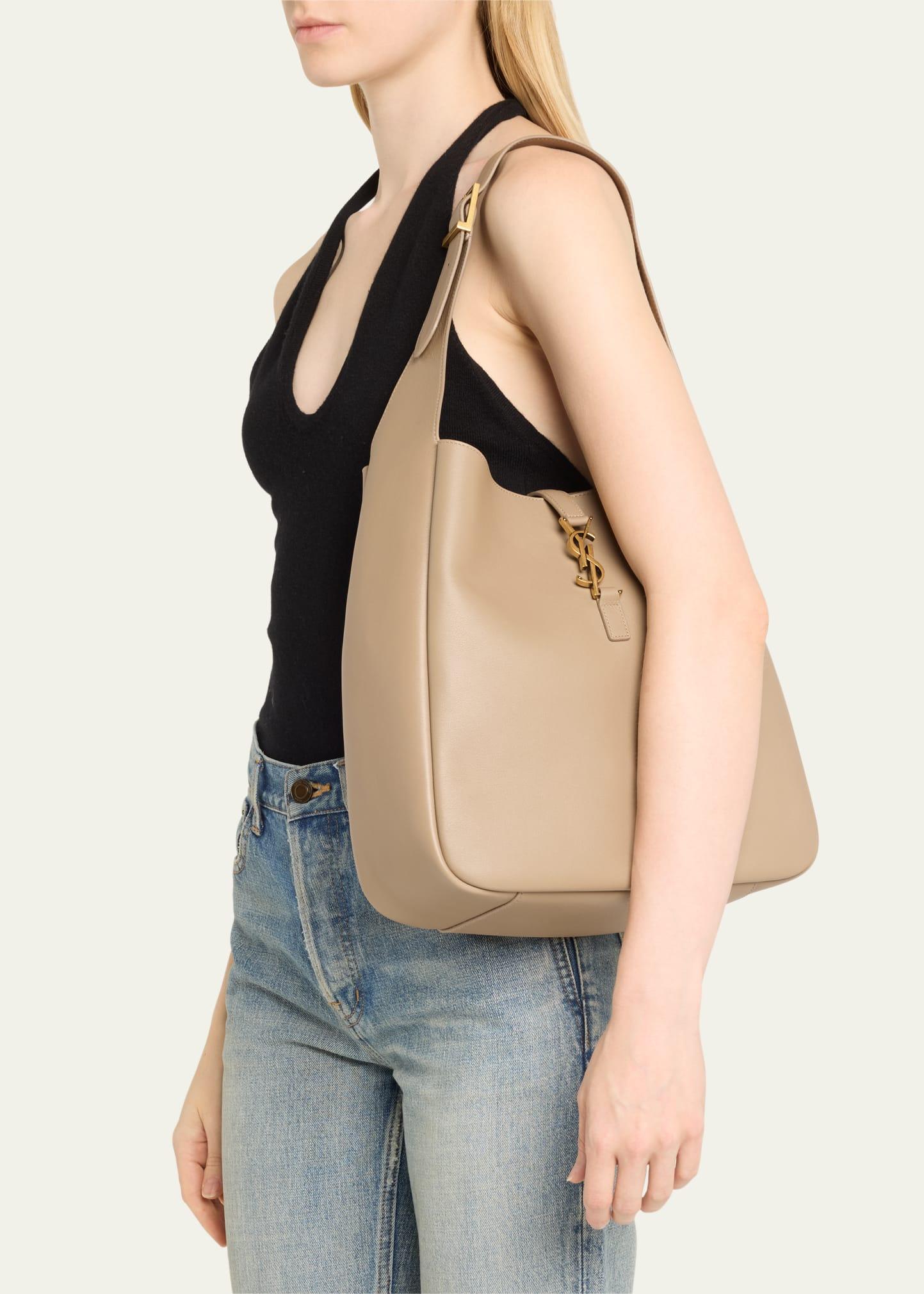 Saint Laurent Le 5a7 Large Ysl Shoulder Hobo Bag In Smooth Leather in Natural Lyst