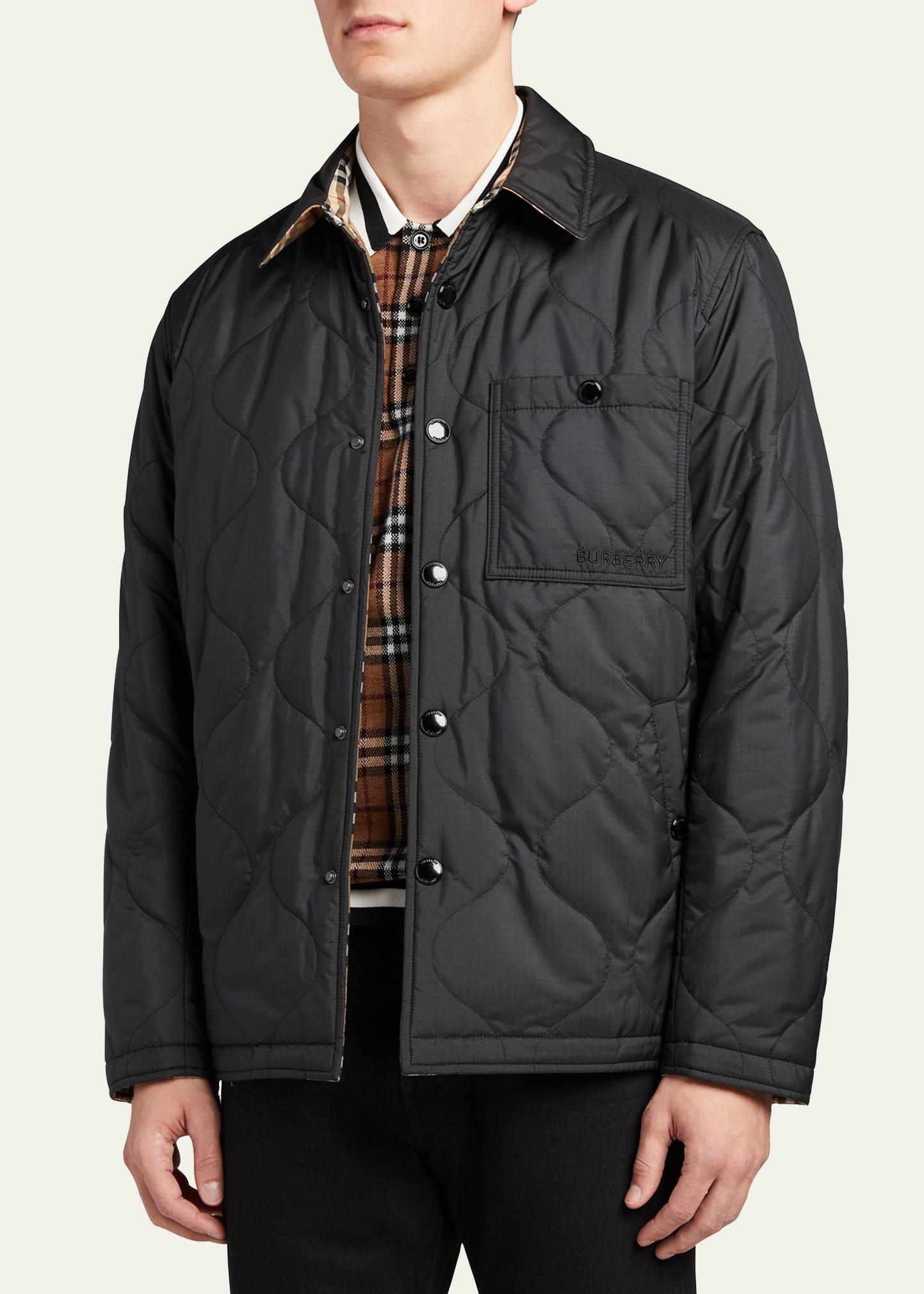 Imagination hoppe Hvad Burberry Francis Reversible Check Thermoregulated Overshirt in Black for  Men | Lyst