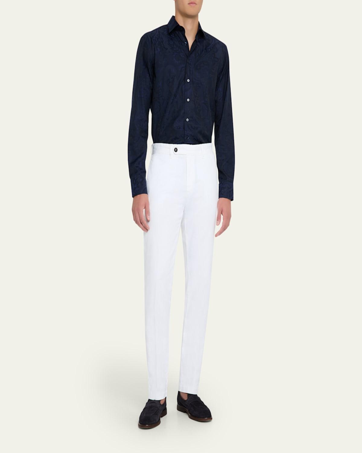 パンツ MASSIMO ALBA M27D0LAMIAT3240 Trousers White Massimo Alba - Winch2 Straight-Leg Cotton and Linen-Blend