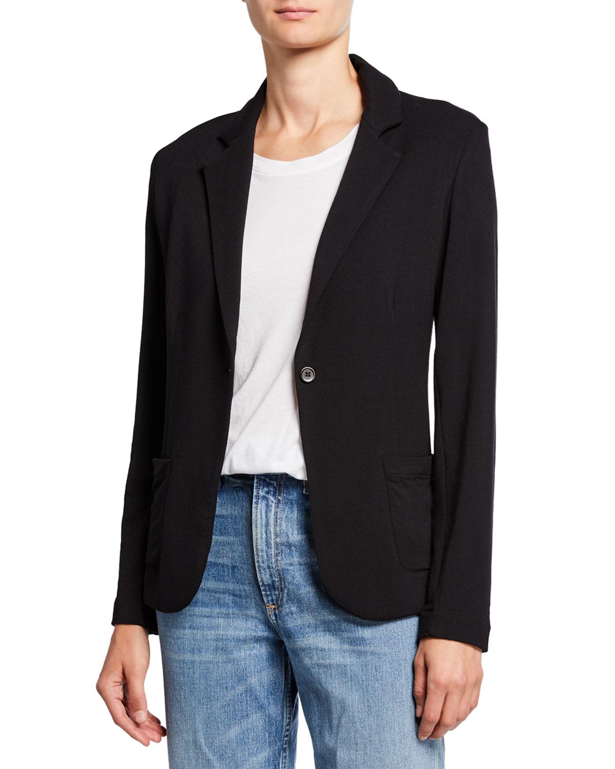 Neiman Marcus Synthetic French-terry One-button Blazer in Blue - Lyst