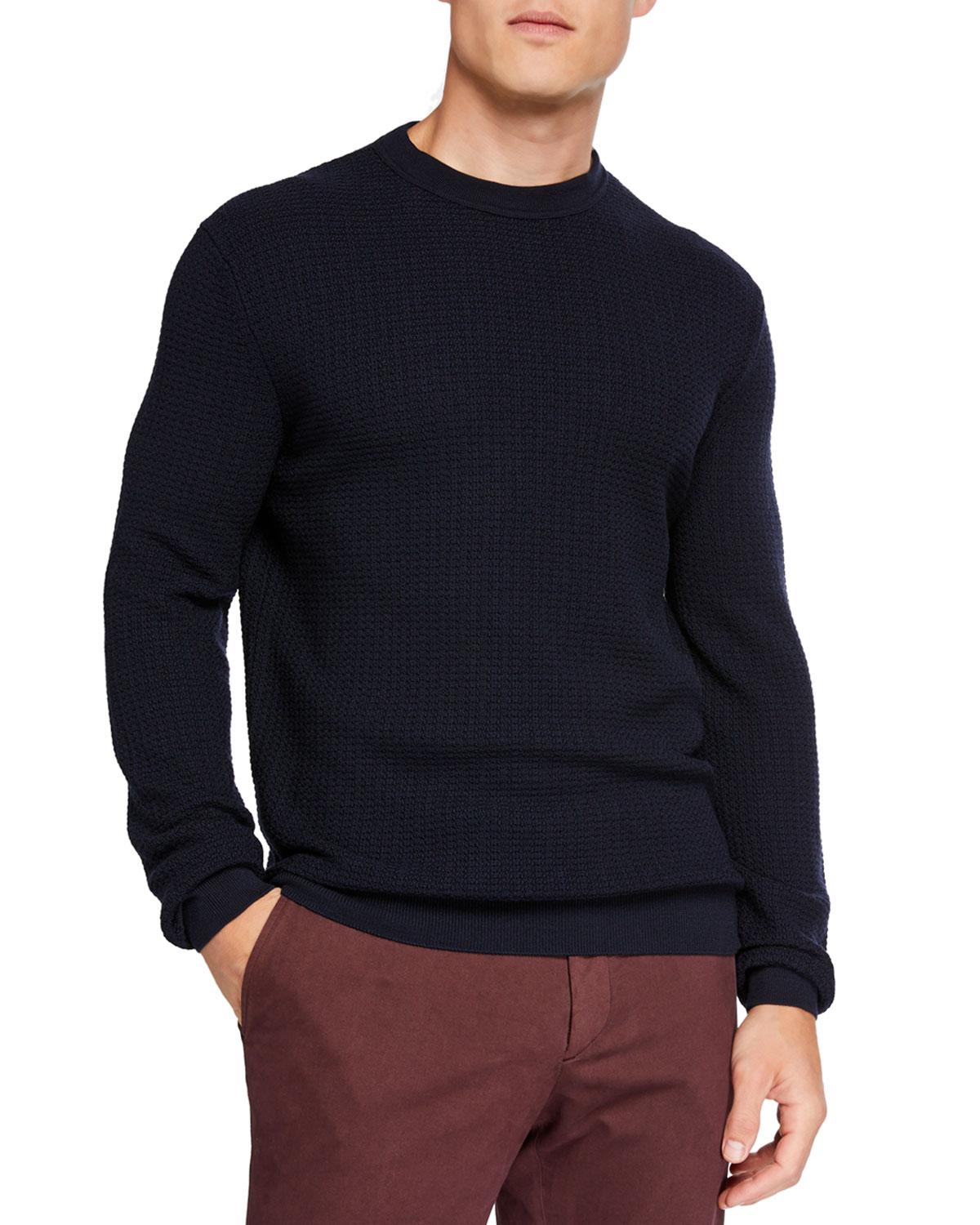 Ermenegildo Zegna Men's Textured Wool/cashmere Crewneck Sweater in Navy ...