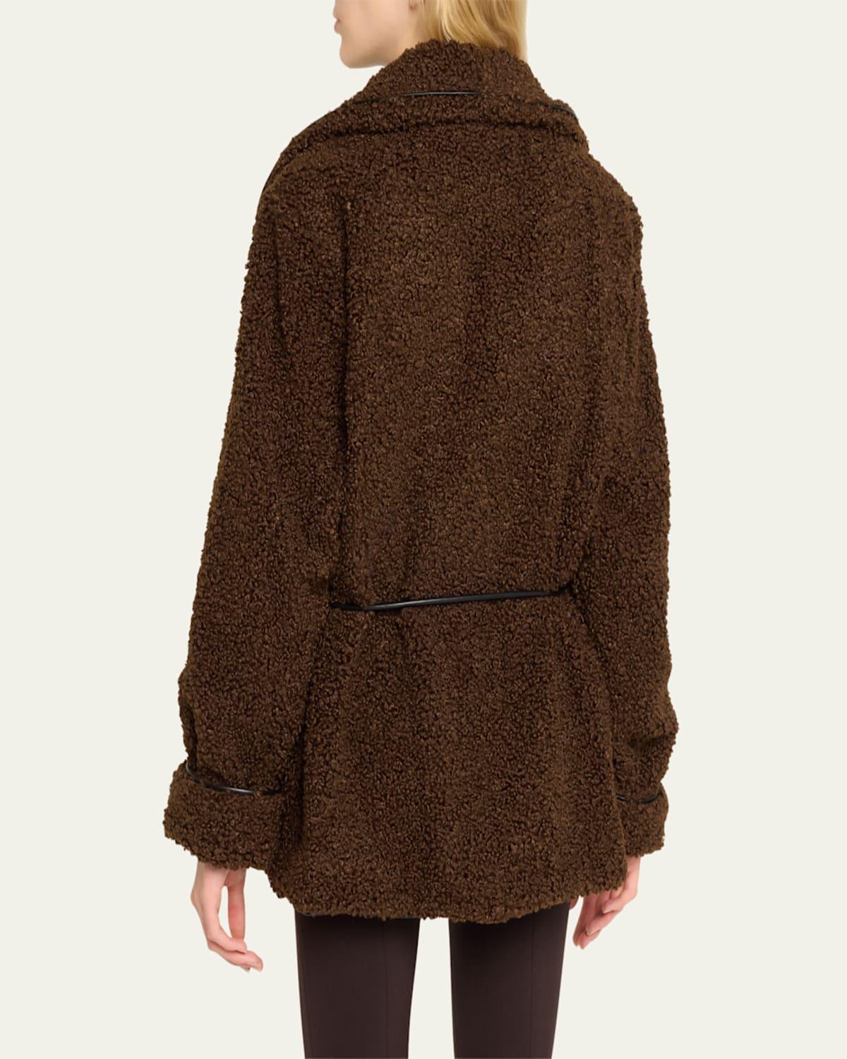 【Kheiki】 BROWN \"Collarless Knit Jacket\" Kheiki】 BROWN 