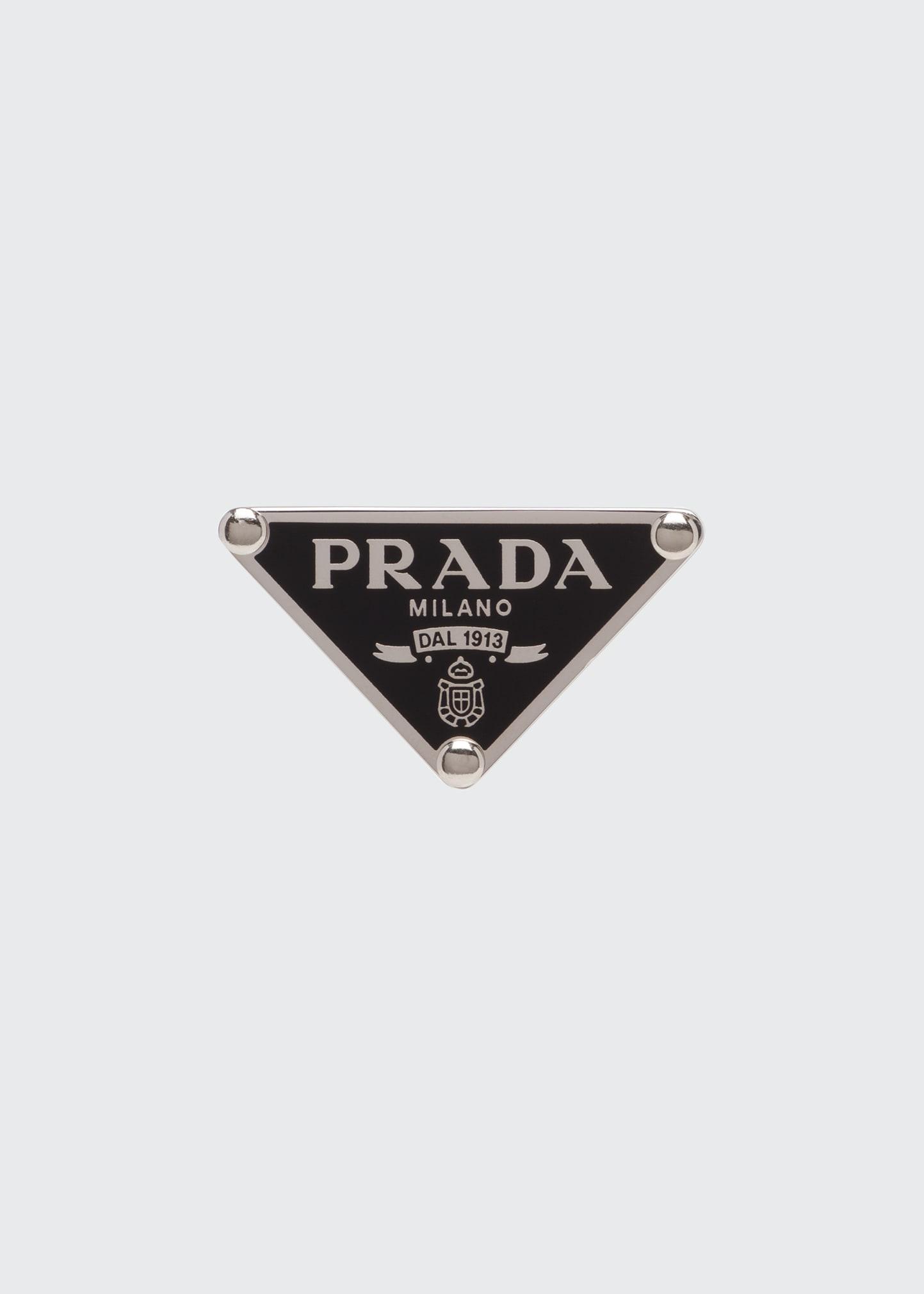 Prada Enamel Triangle Logo Clip Earring in White Lyst