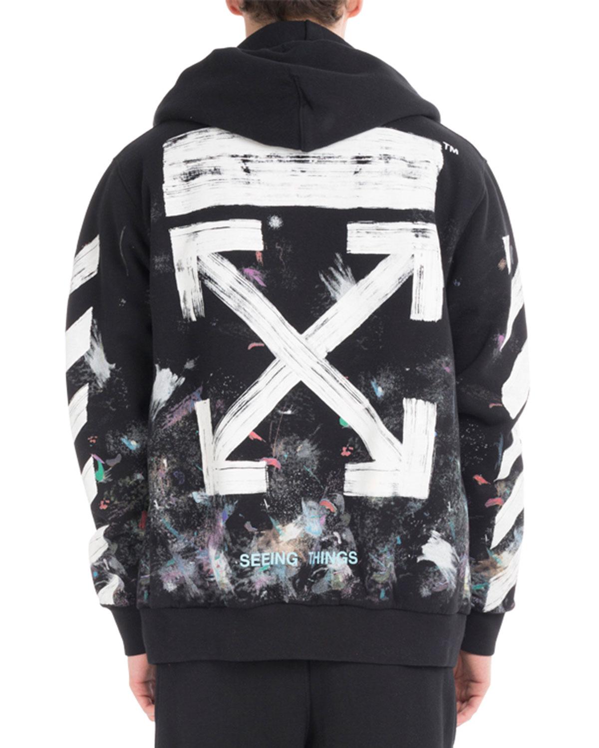 off white brush paint hoodie