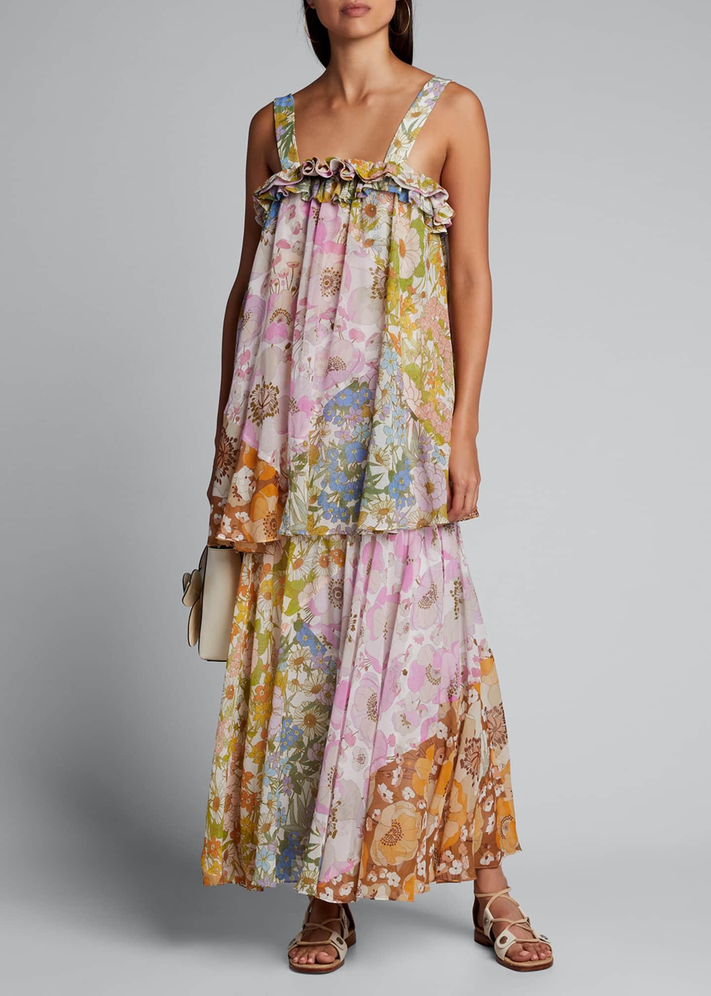 Zimmermann Super 8 Floral Tiered Silkblend Maxi Dress Lyst