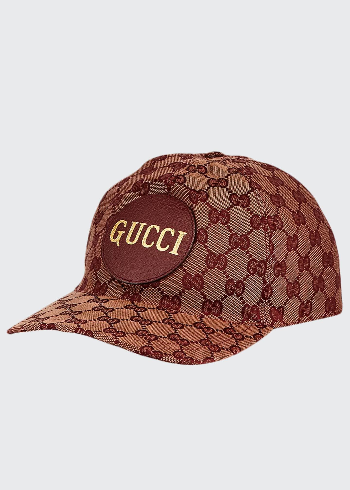 Gucci Men, GG Maxi baseball cap, Black, Patterned, M, Hats, Leather