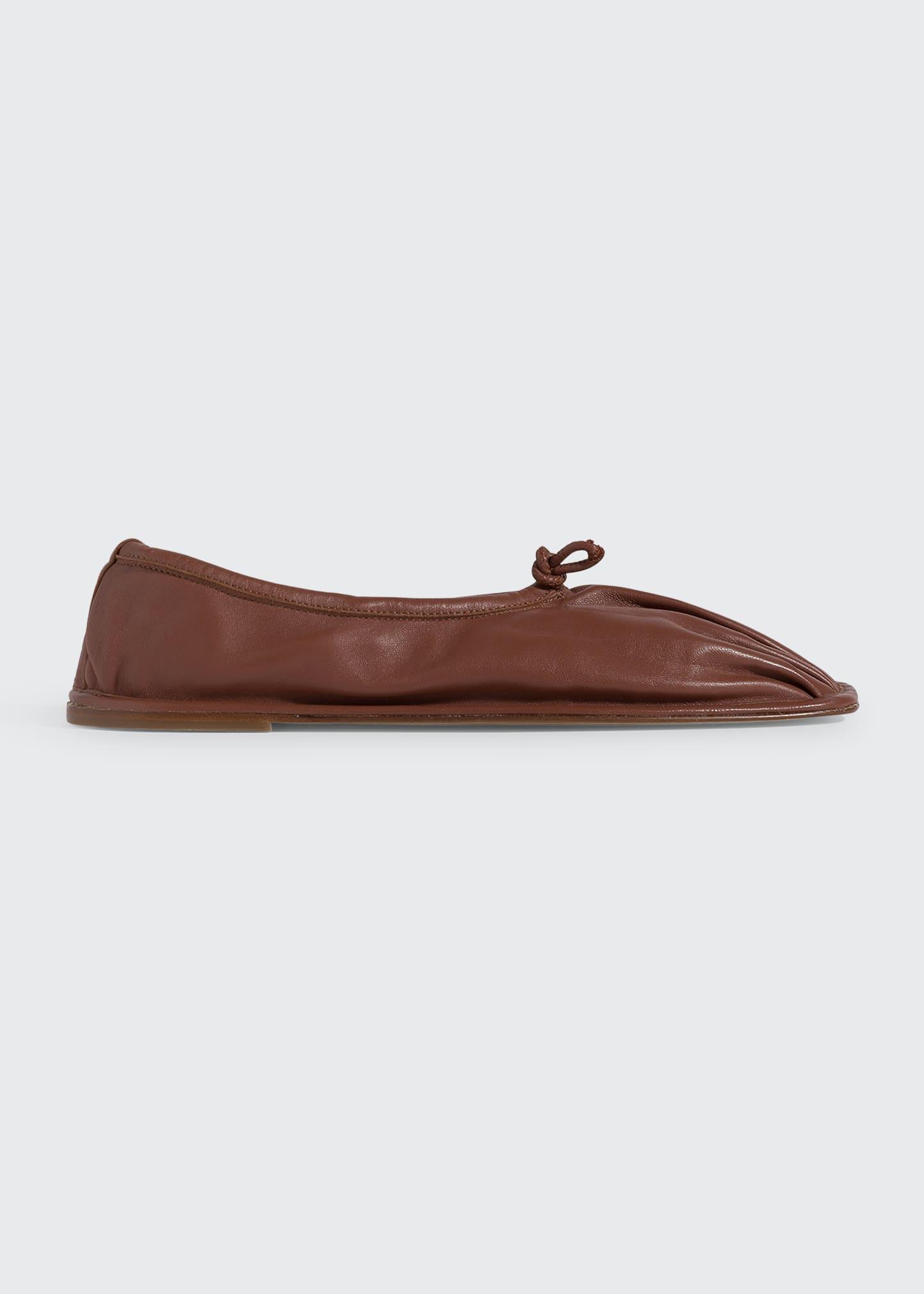 Hereu Puntera Pleattoe Ballet Flats in Brown Lyst