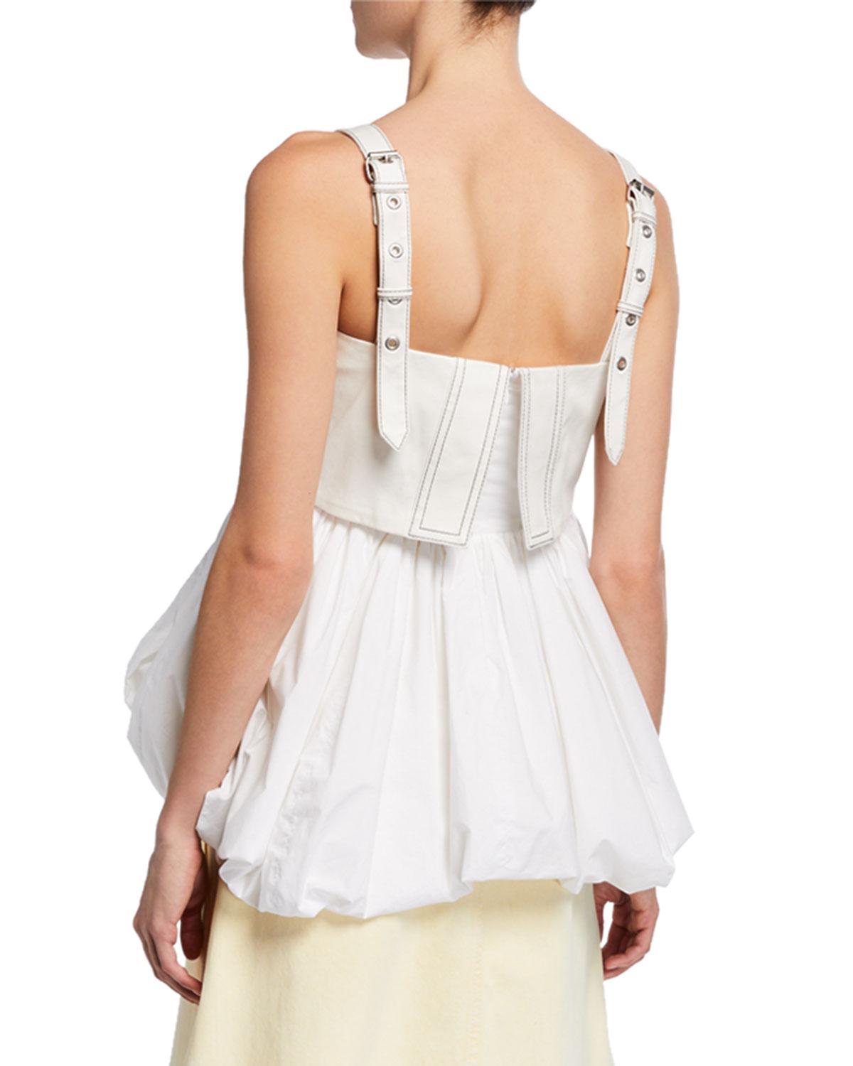 Proenza Schouler Square Neck Bubblehem Tank Top in White Lyst