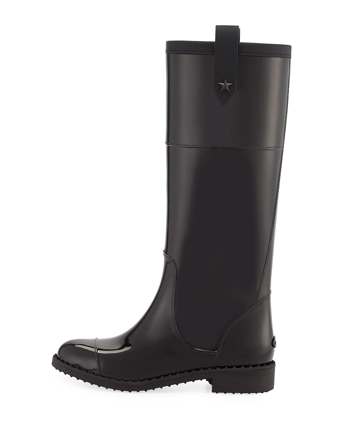 Download Jimmy Choo Edith Tall Rubber Rain Boot in Black - Lyst